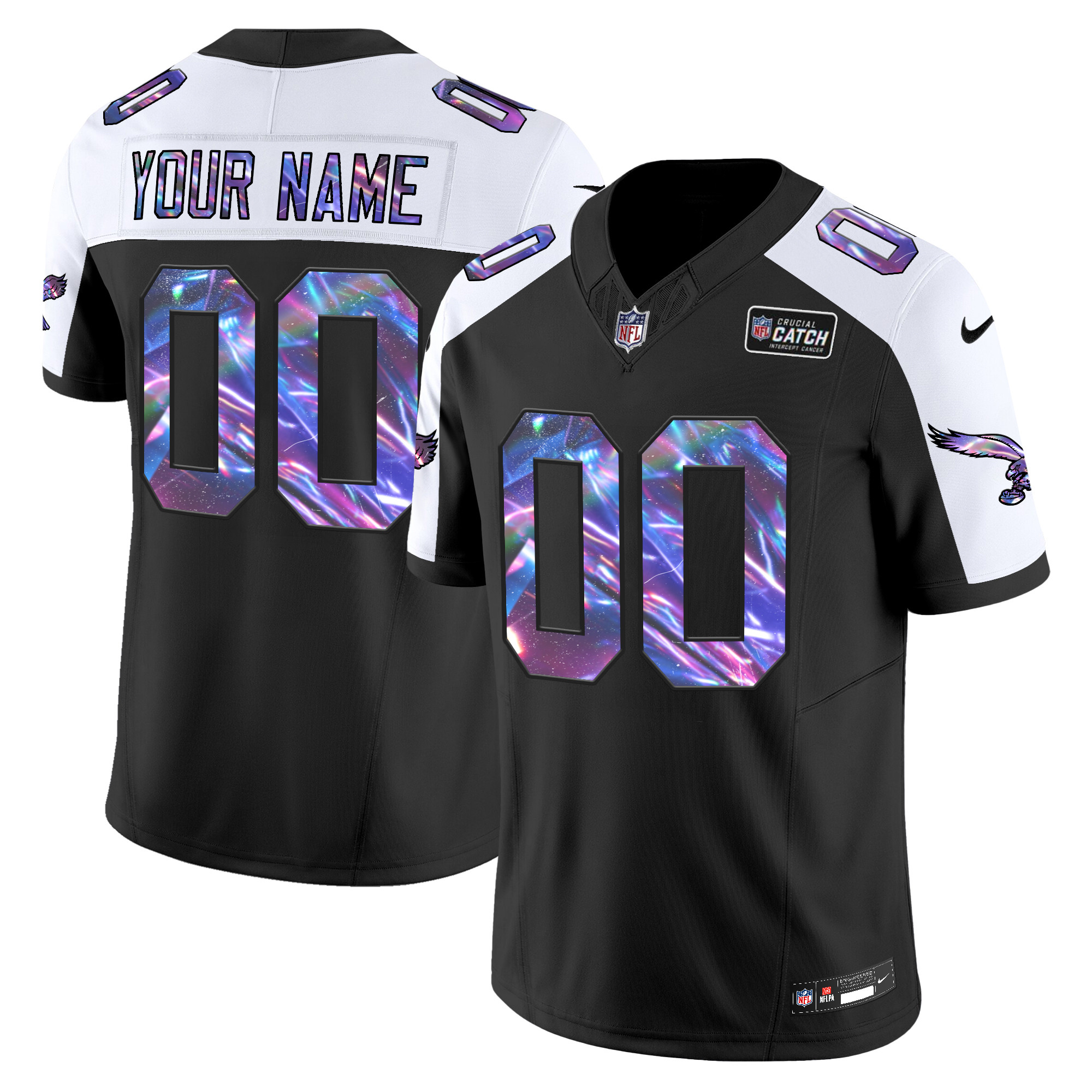 Men's Philadelphia Eagles 2024 Crucial Catch Vapor Limited Custom Black Alternate Jersey - All Stitched