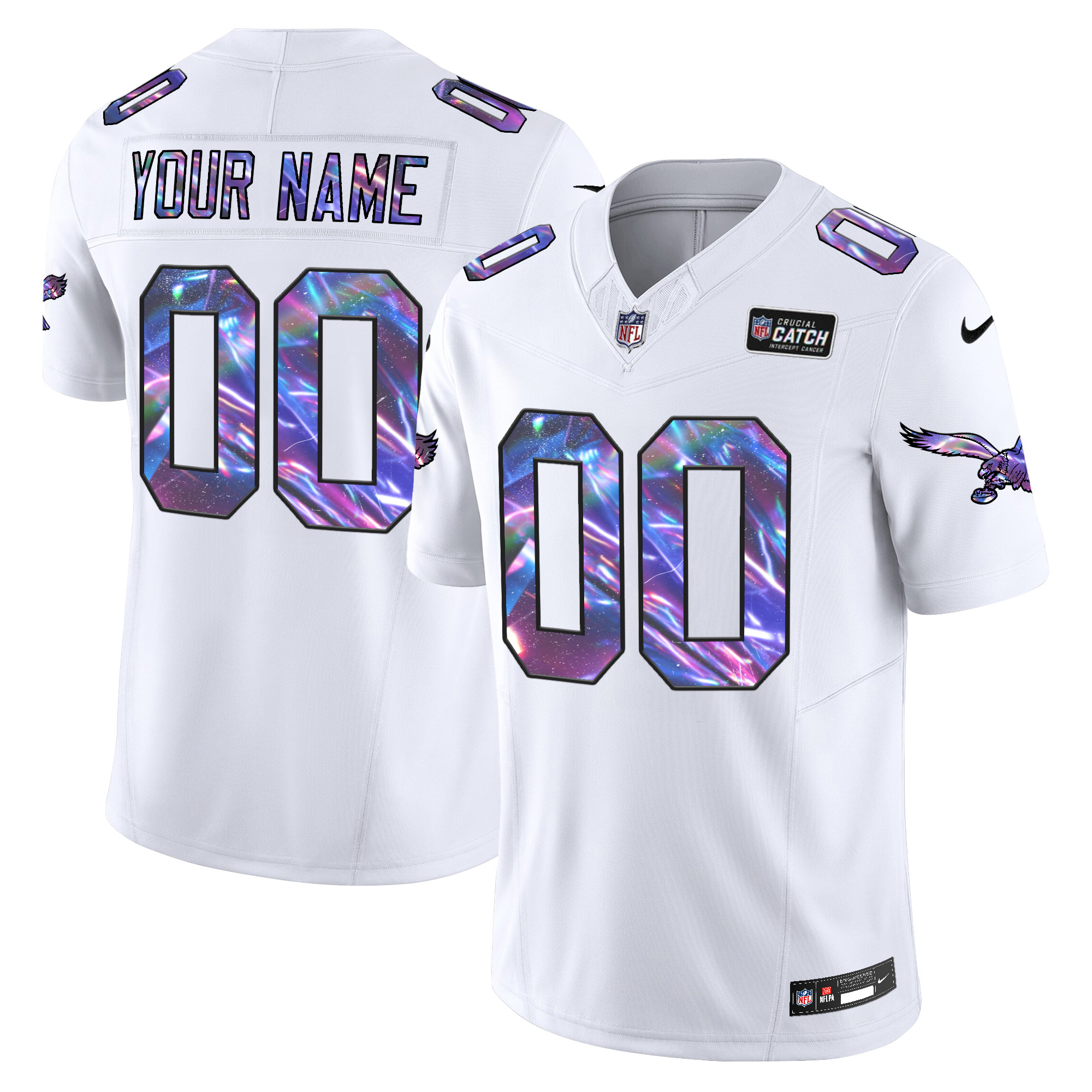Men's Philadelphia Eagles 2024 Crucial Catch Vapor Limited Custom White Jersey - All Stitched