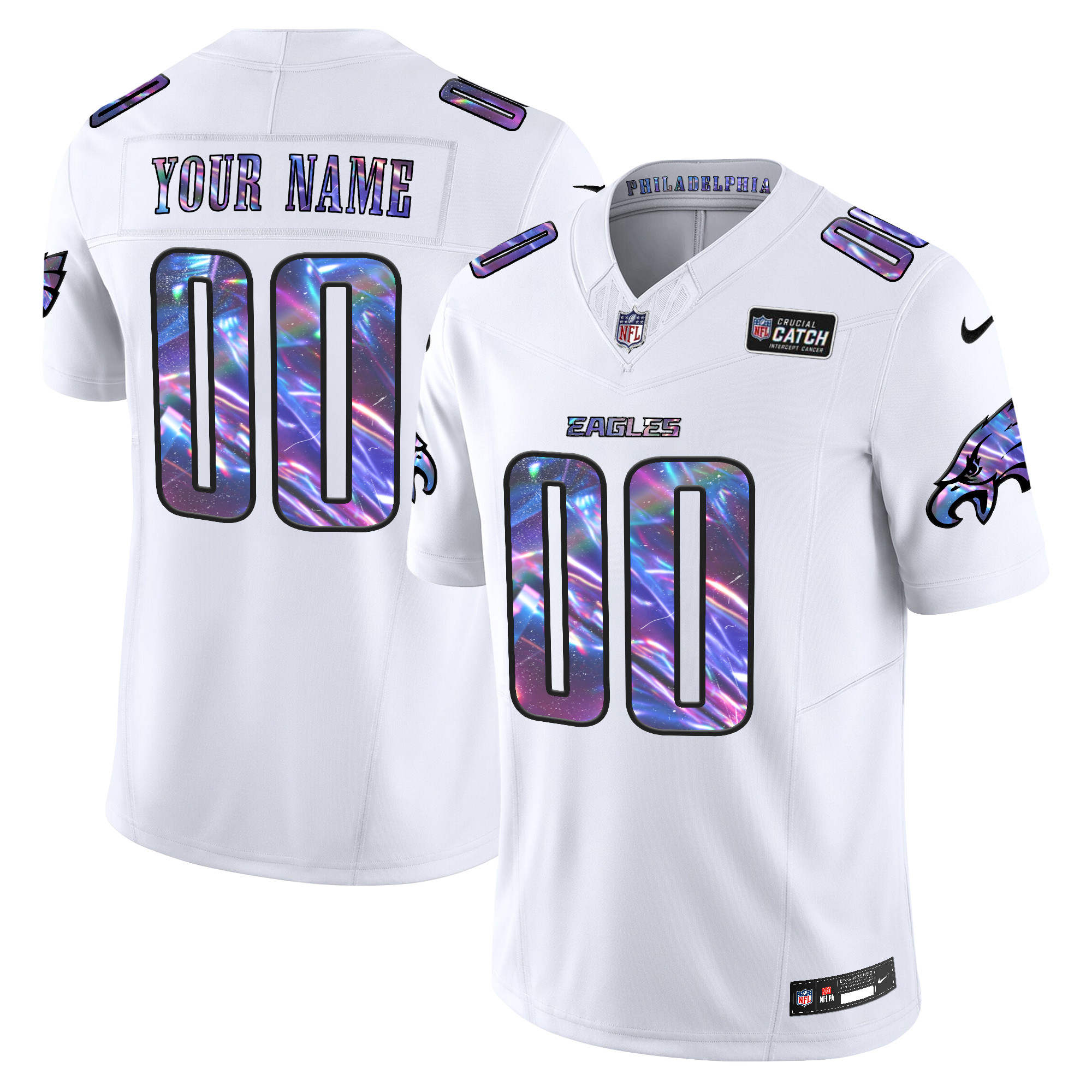 Men's Philadelphia Eagles 2024 Crucial Catch Vapor Limited Custom White Jersey - All Stitched