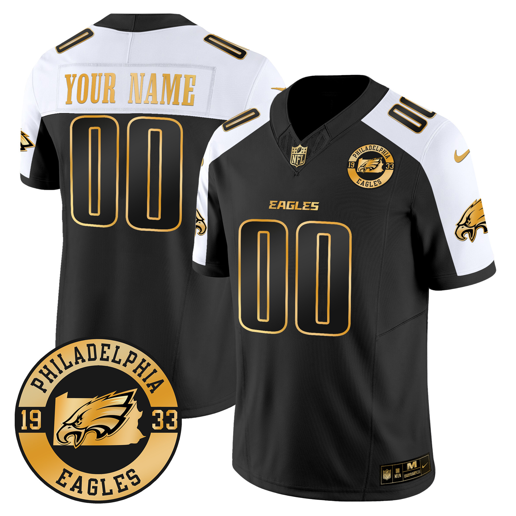 Men's Philadelphia Eagles 2024 Gold Vapor Limited Custom Alternate Jersey - All Stitched
