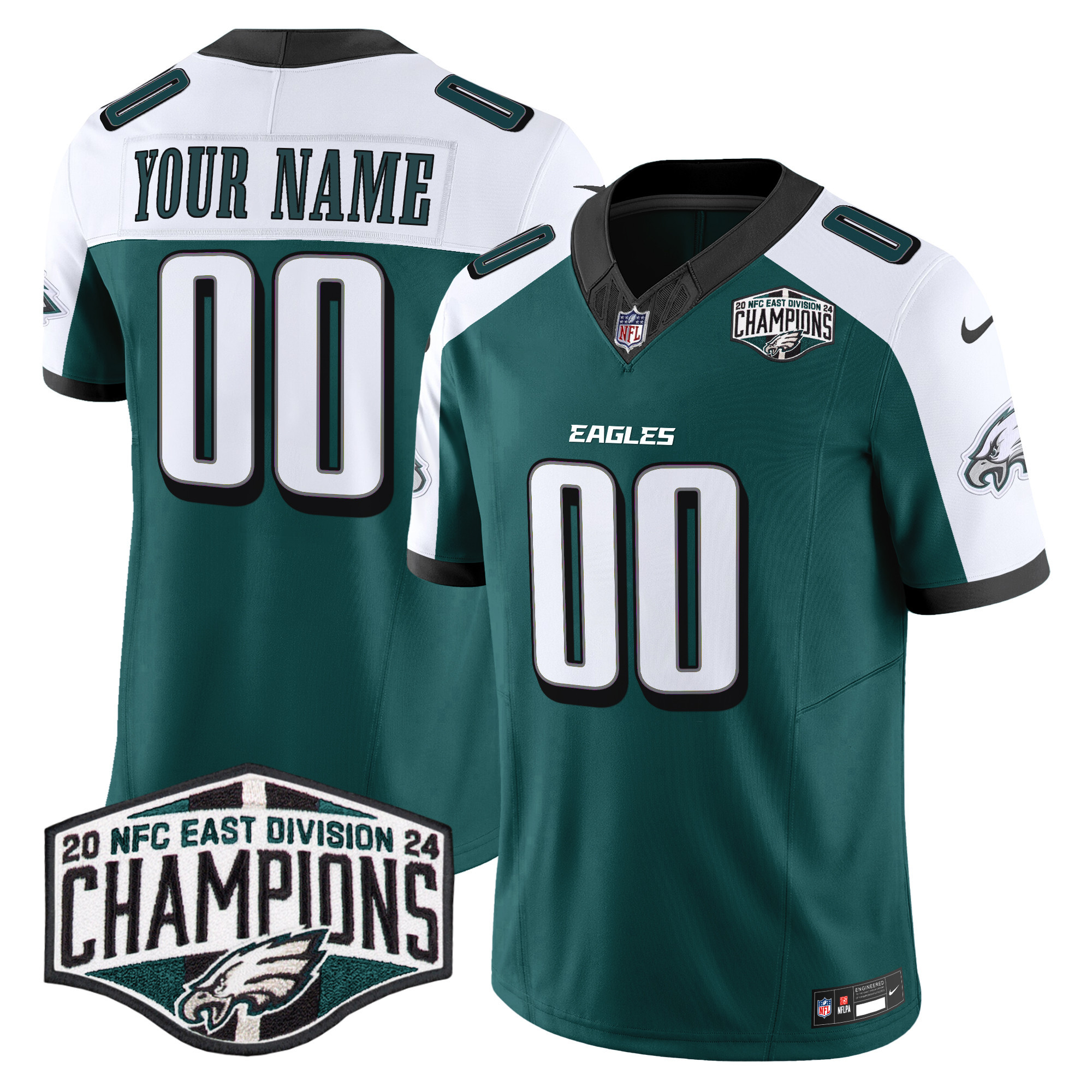 Men's Philadelphia Eagles 2024 NFC East Division Champions Vapor Limited Custom Alternate Jersey - All Stitched
