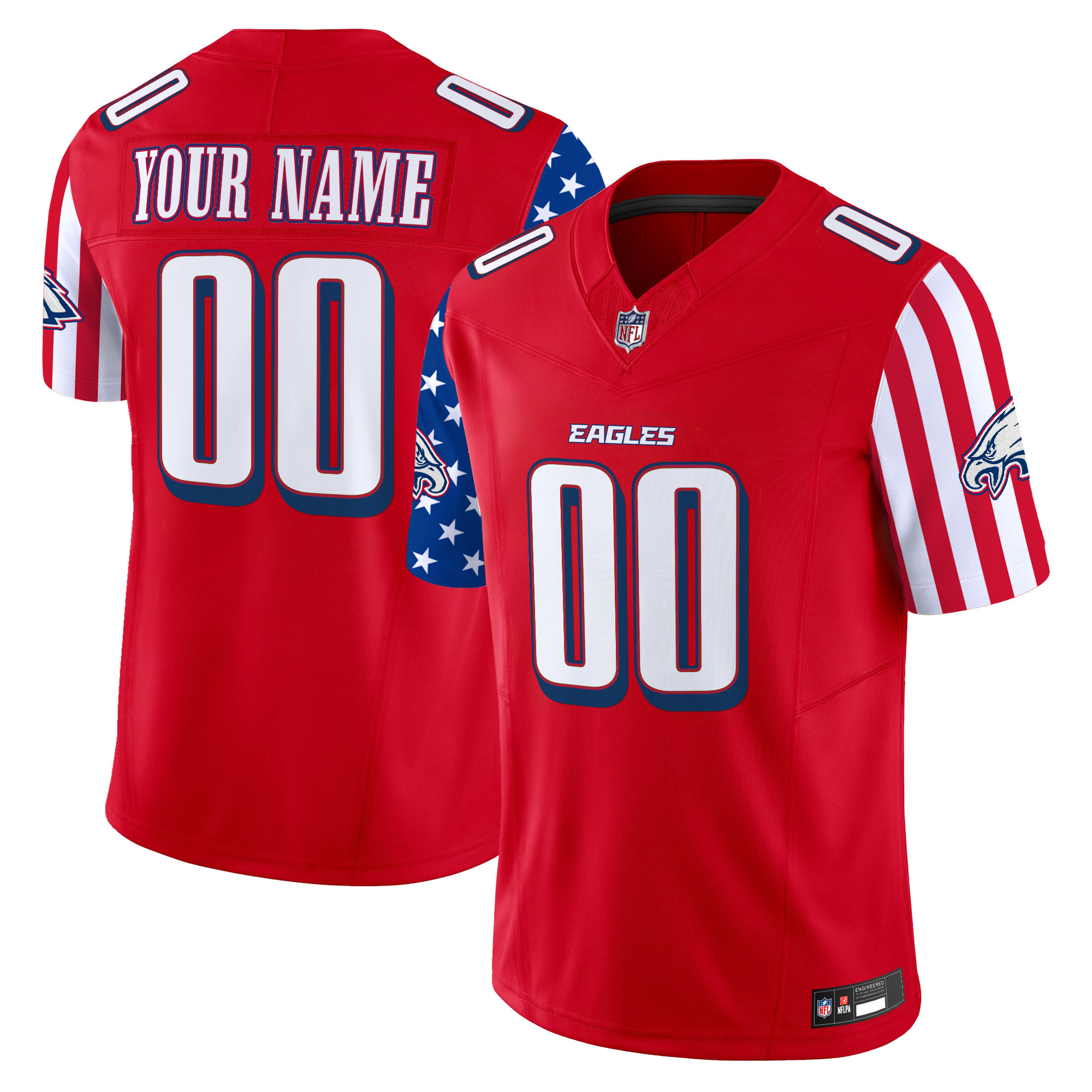 Men's Philadelphia Eagles 2025 Independence Day Vapor Limited Custom Red Jersey - All Stitched