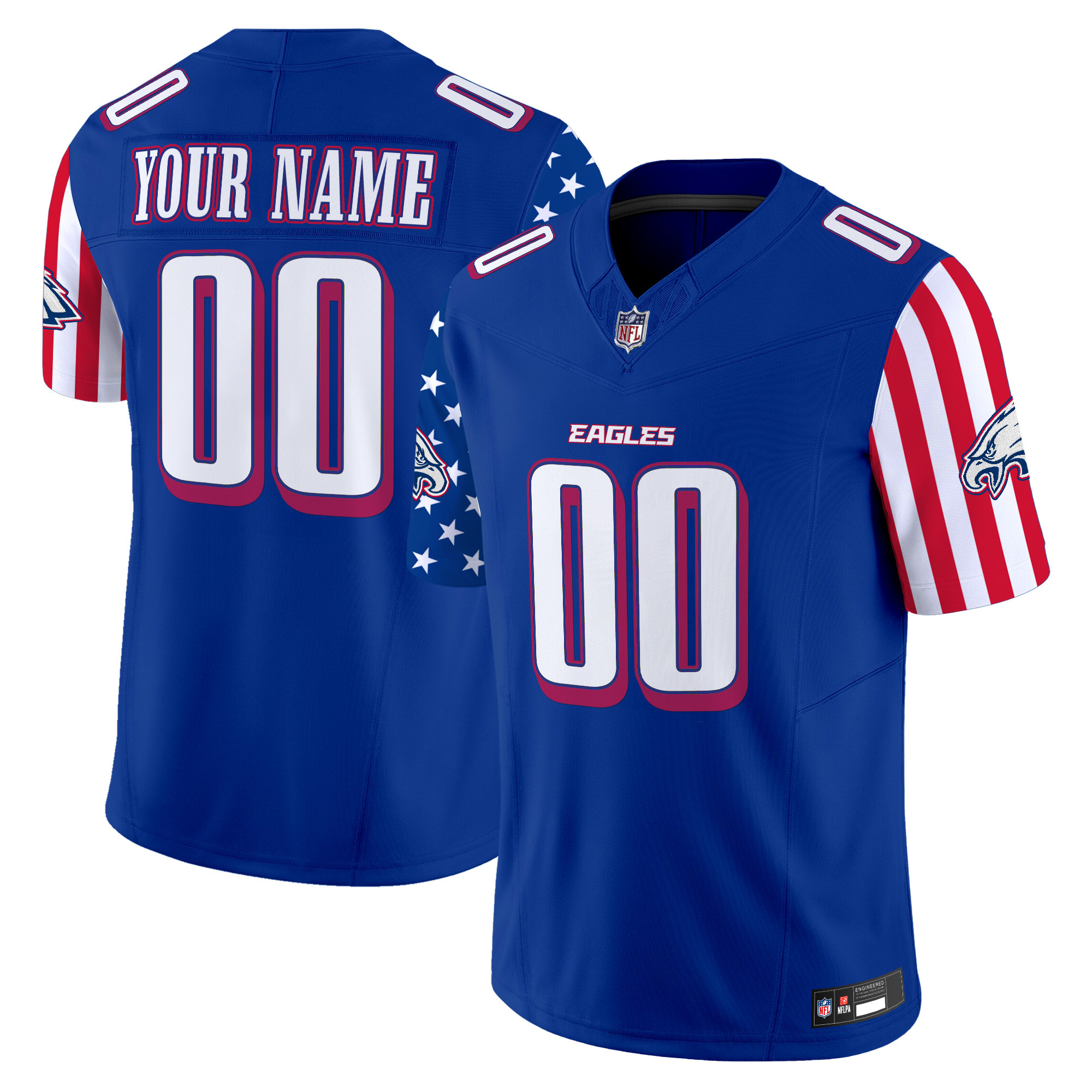 Men's Philadelphia Eagles 2025 Independence Day Vapor Limited Custom Royal Jersey - All Stitched