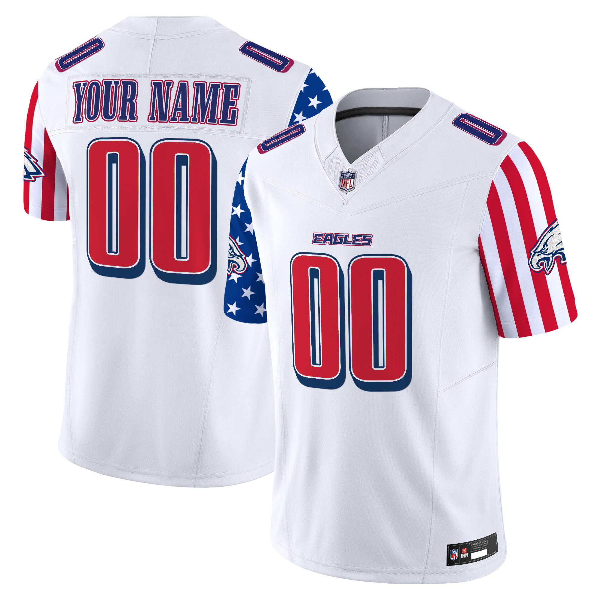 Men's Philadelphia Eagles 2025 Independence Day Vapor Limited Custom White Jersey - All Stitched