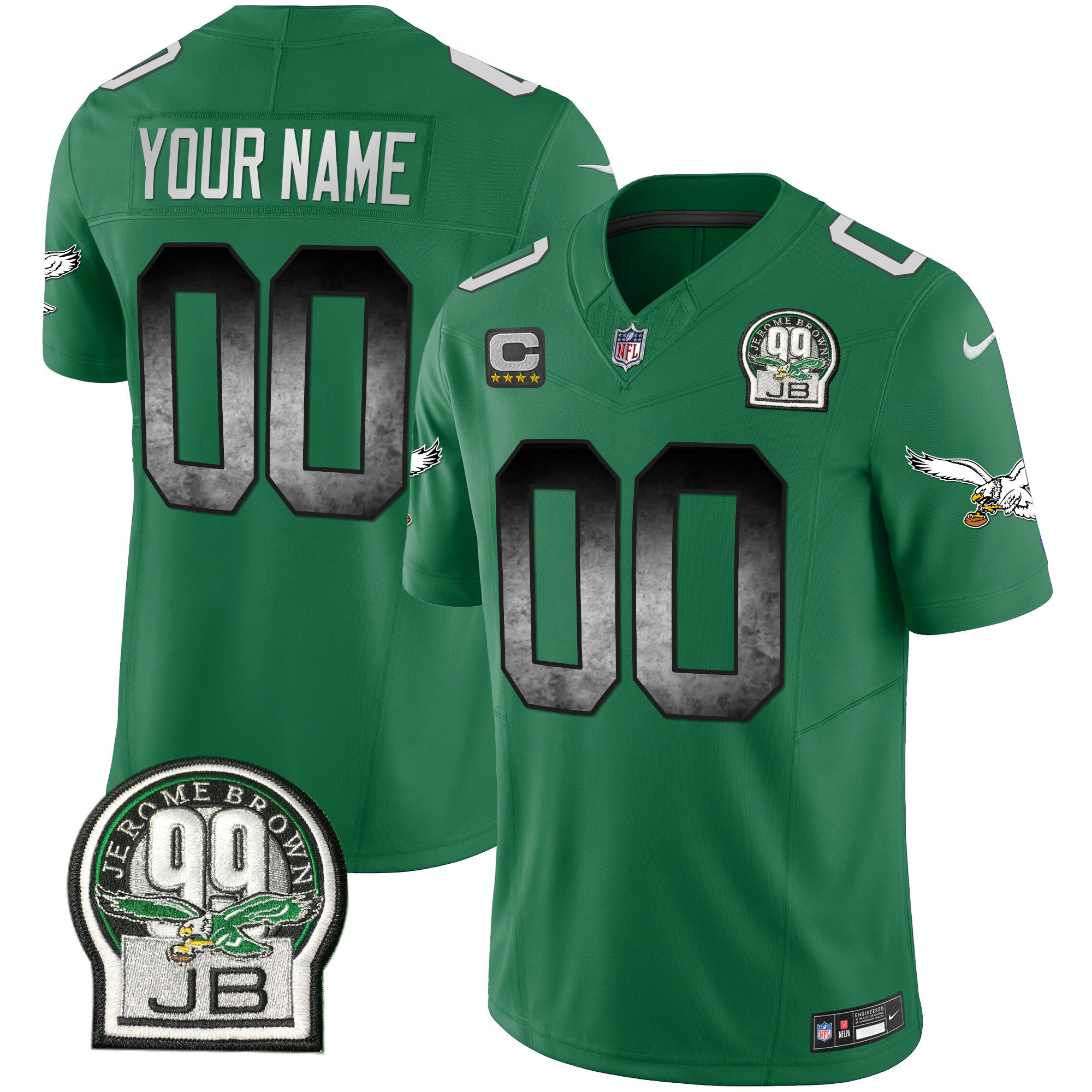 Men's Philadelphia Eagles Arch Smoke Kelly Green Vapor Custom Kelly Green Jersey - All Stitched