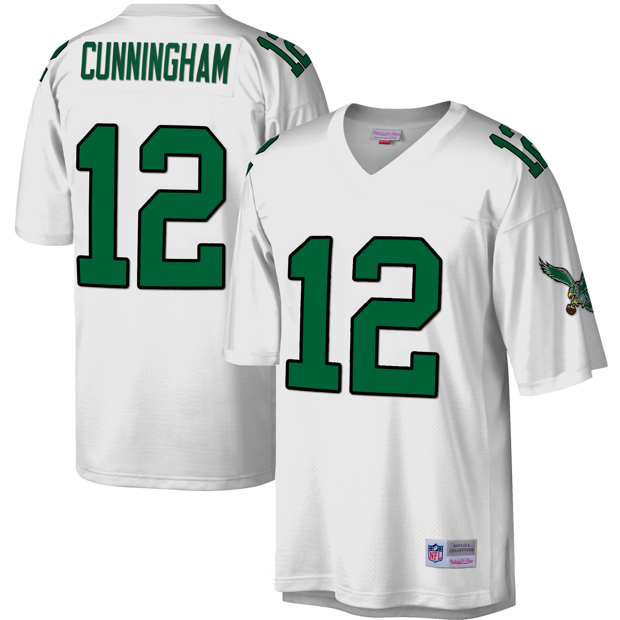Men's Philadelphia Eagles Big & Tall 1990 Legacy White Randall Cunningham Jersey - All Stitched