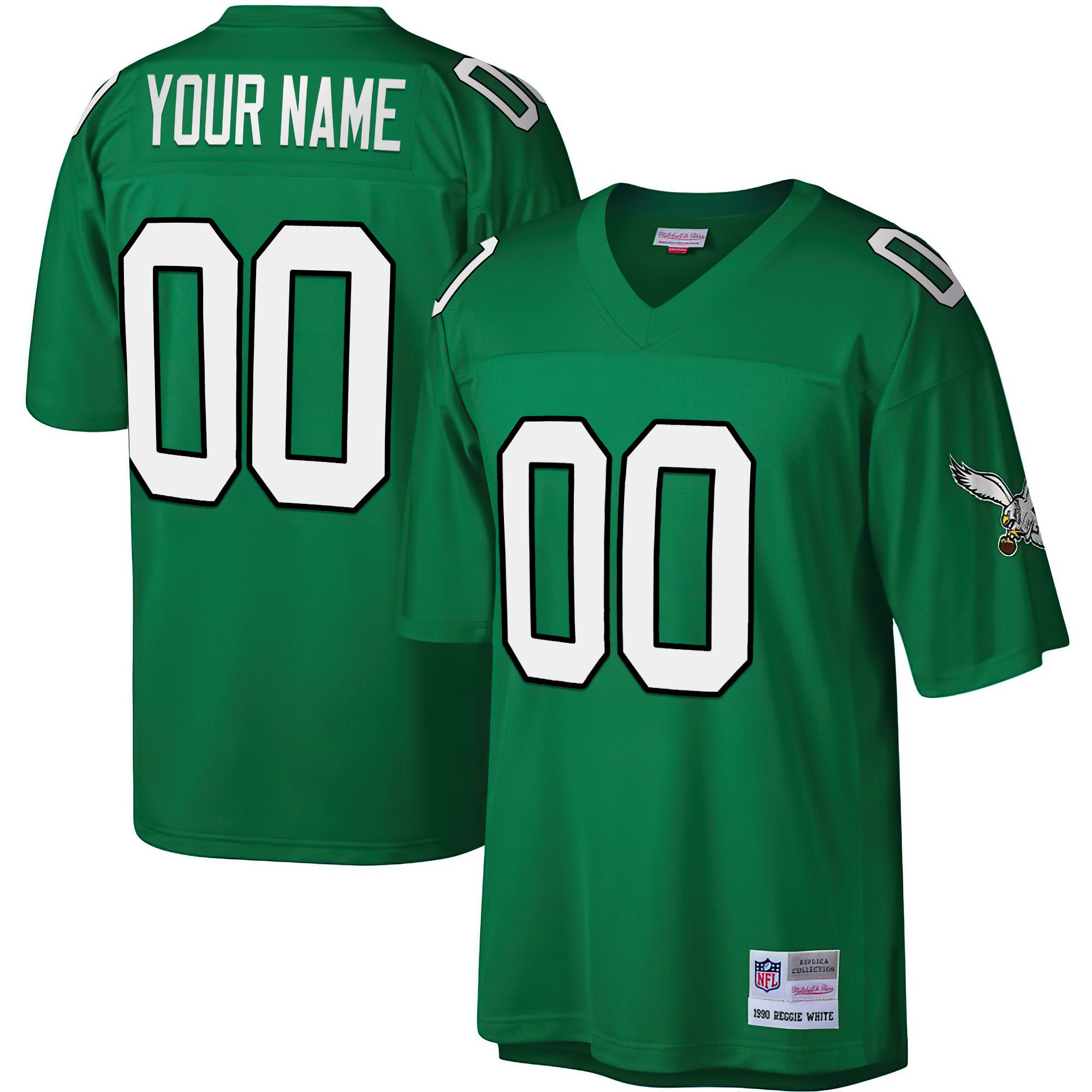 Men's Philadelphia Eagles Big & Tall 1990 Retired Kelly Green Custom Kelly Green Jersey - All Stitched