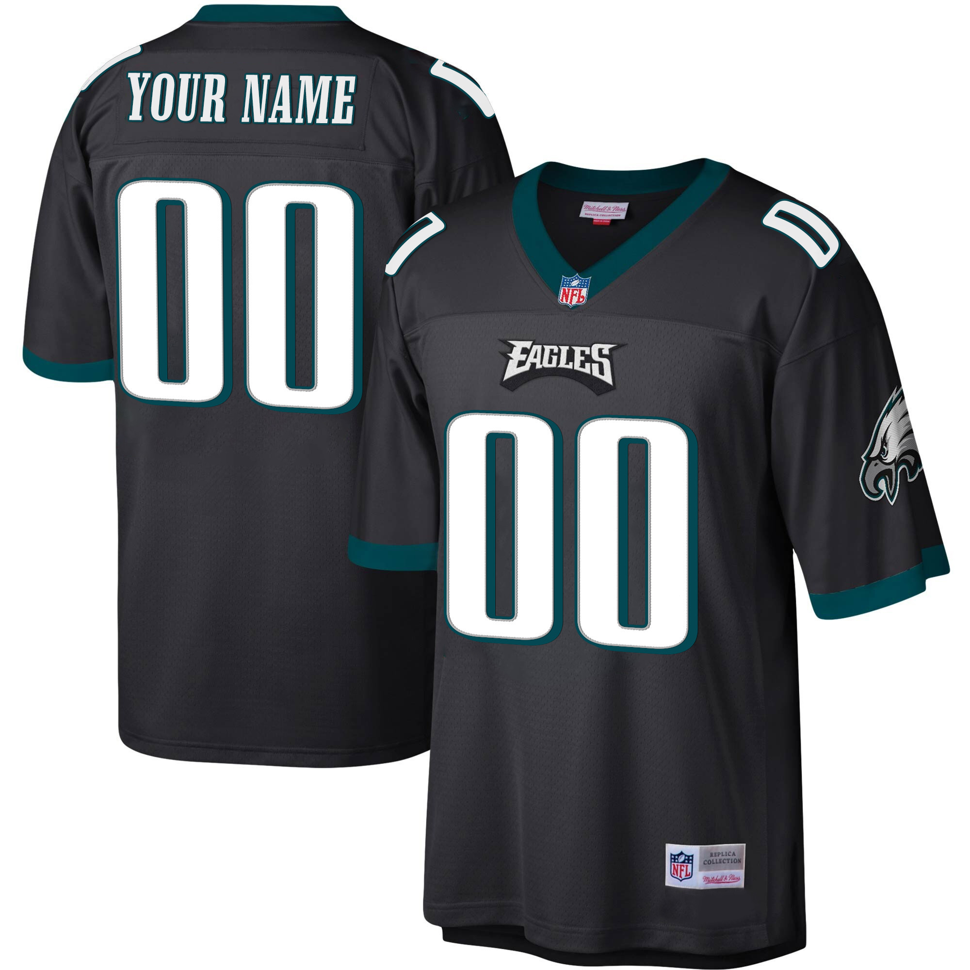 Men's Philadelphia Eagles Big & Tall Legacy Custom Black Jersey - All Stitched