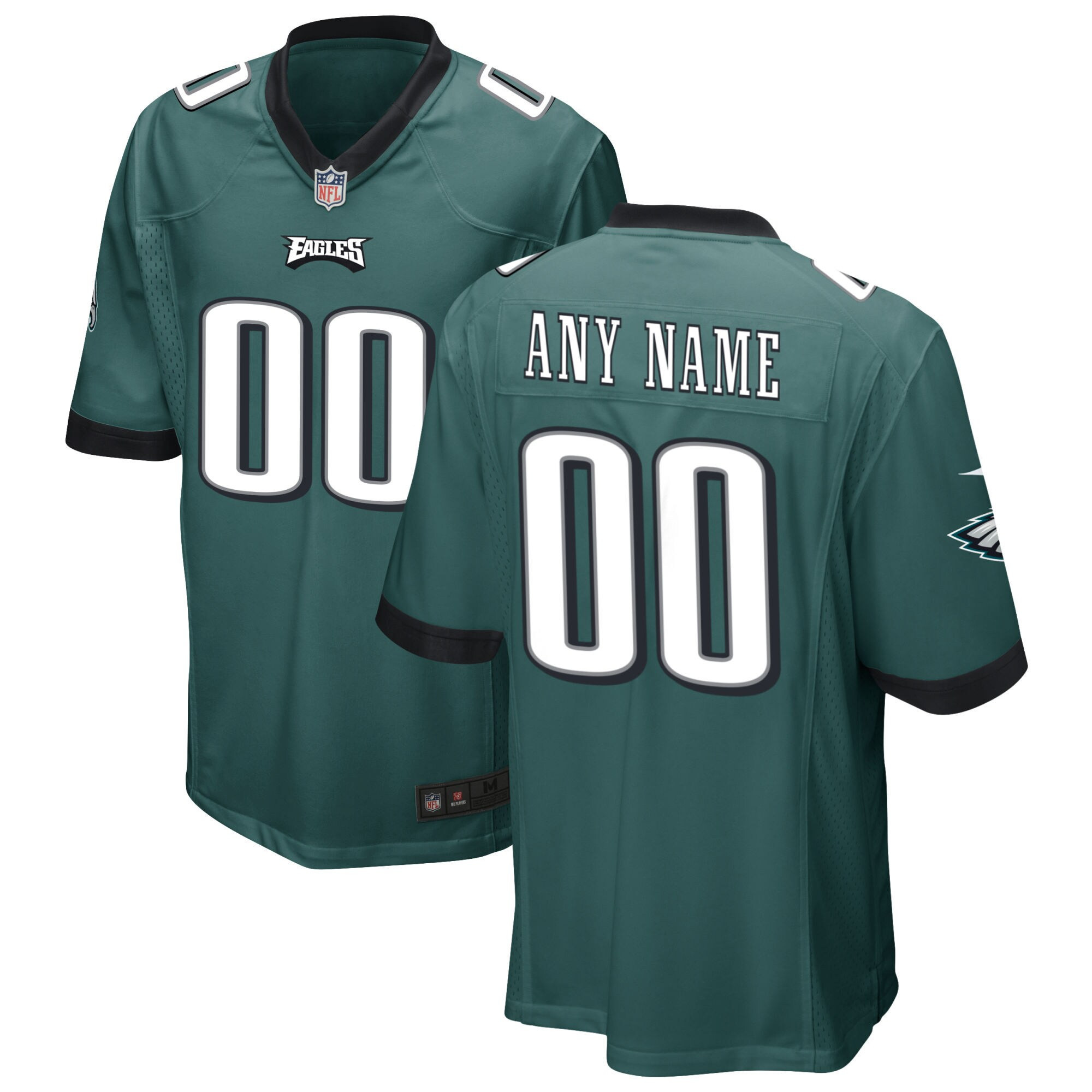 Men's Philadelphia Eagles Custom Game - All Stitched Midnight Green Jersey - All Stitched