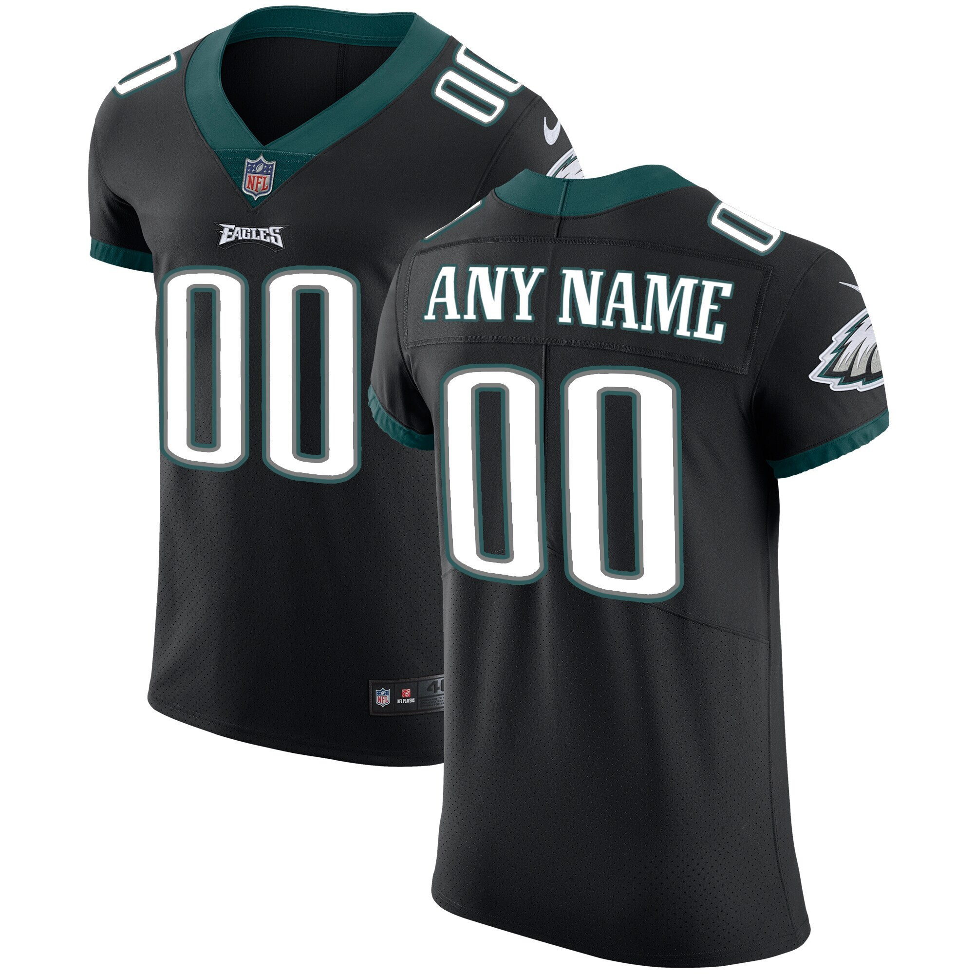 Men's Philadelphia Eagles Custom Vapor Elite Black Black Jersey - All Stitched