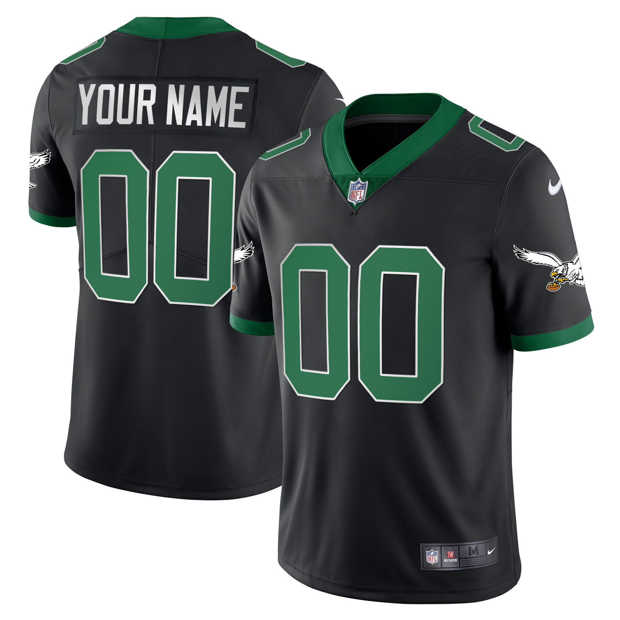 Men's Philadelphia Eagles Gold & Kelly Vapor Custom Kelly Black Jersey - All Stitched