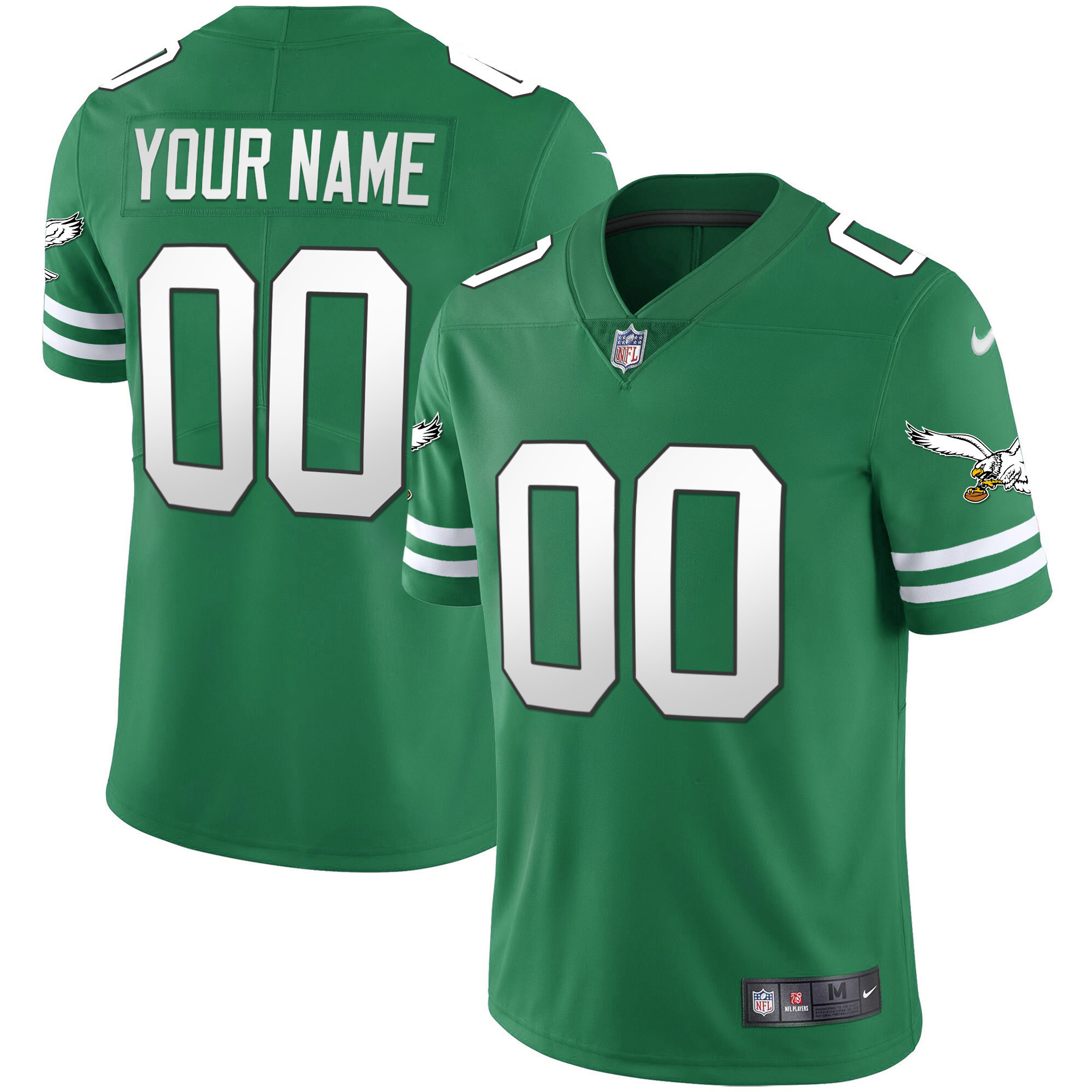 Men's Philadelphia Eagles Gold & Kelly Vapor Custom Kelly Green Jersey - All Stitched