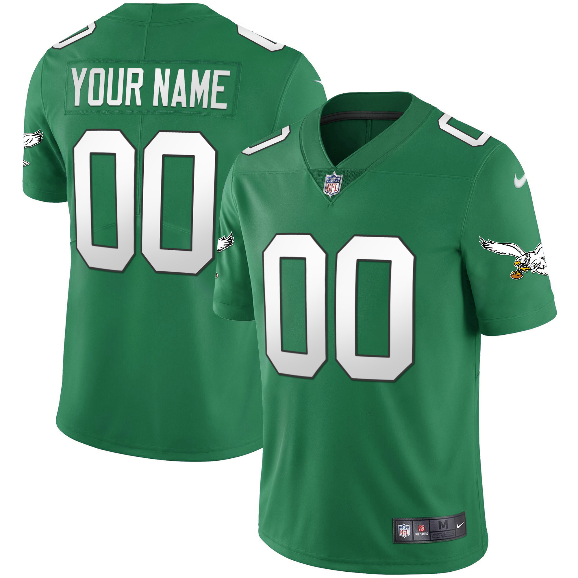 Men's Philadelphia Eagles Gold & Kelly Vapor Custom Kelly Green Jersey - All Stitched