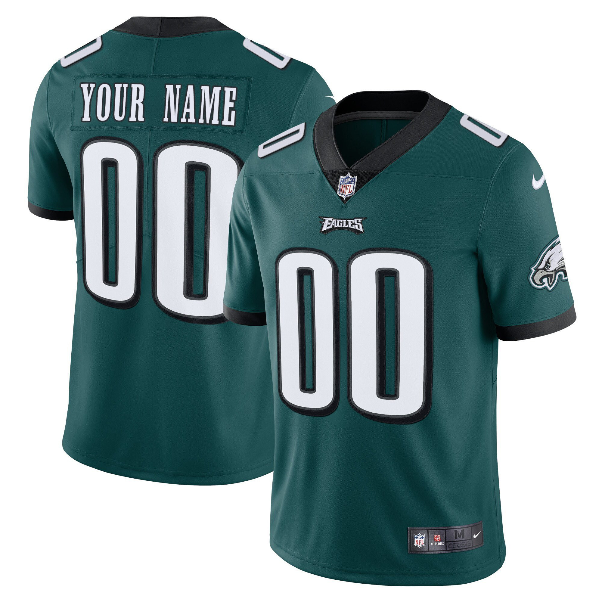 Men's Philadelphia Eagles Gold & Split Custom Name and Number - All Stitched Midnight Green Jersey - All Stitched