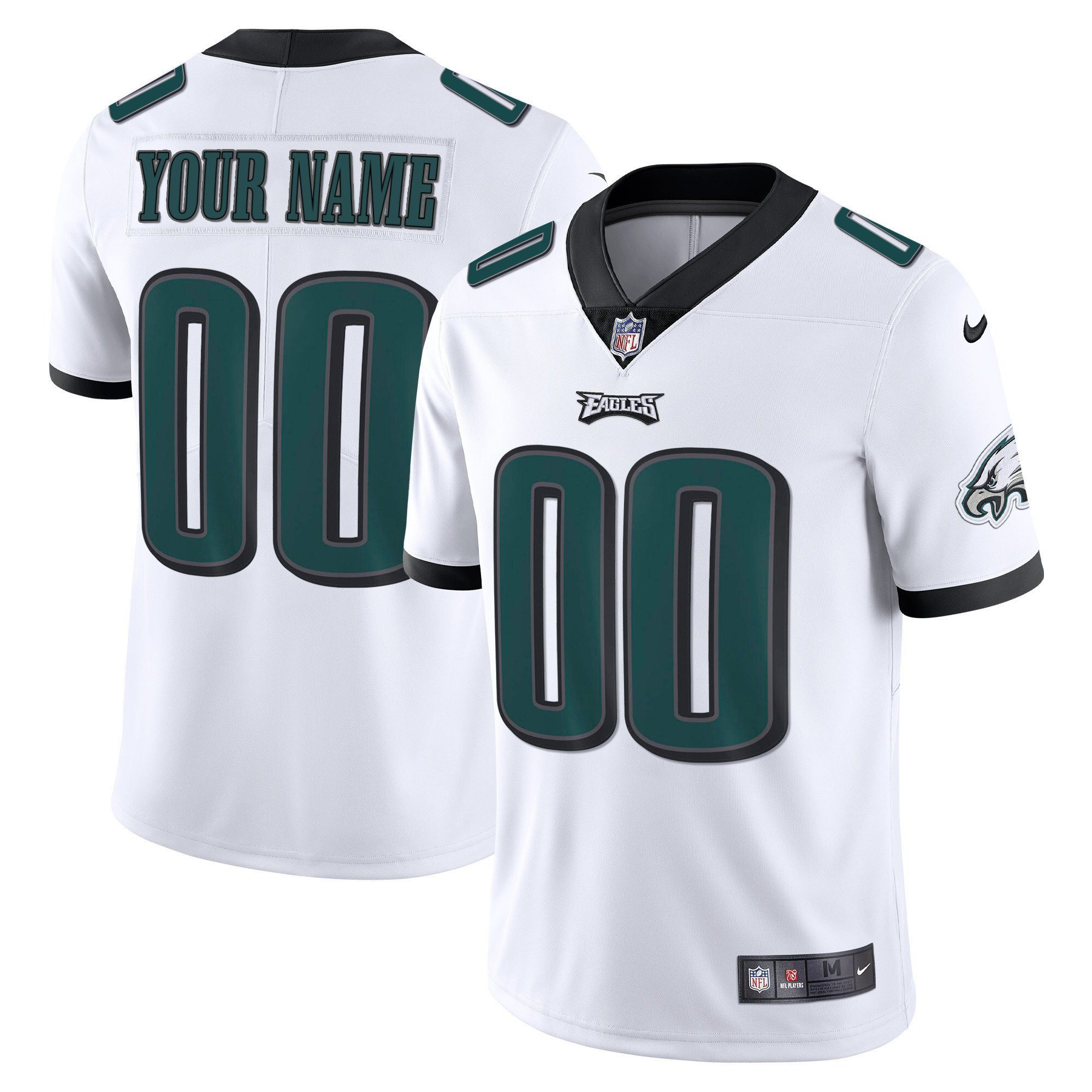 Men's Philadelphia Eagles Gold & Split Custom Name and Number - All Stitched White Jersey - All Stitched
