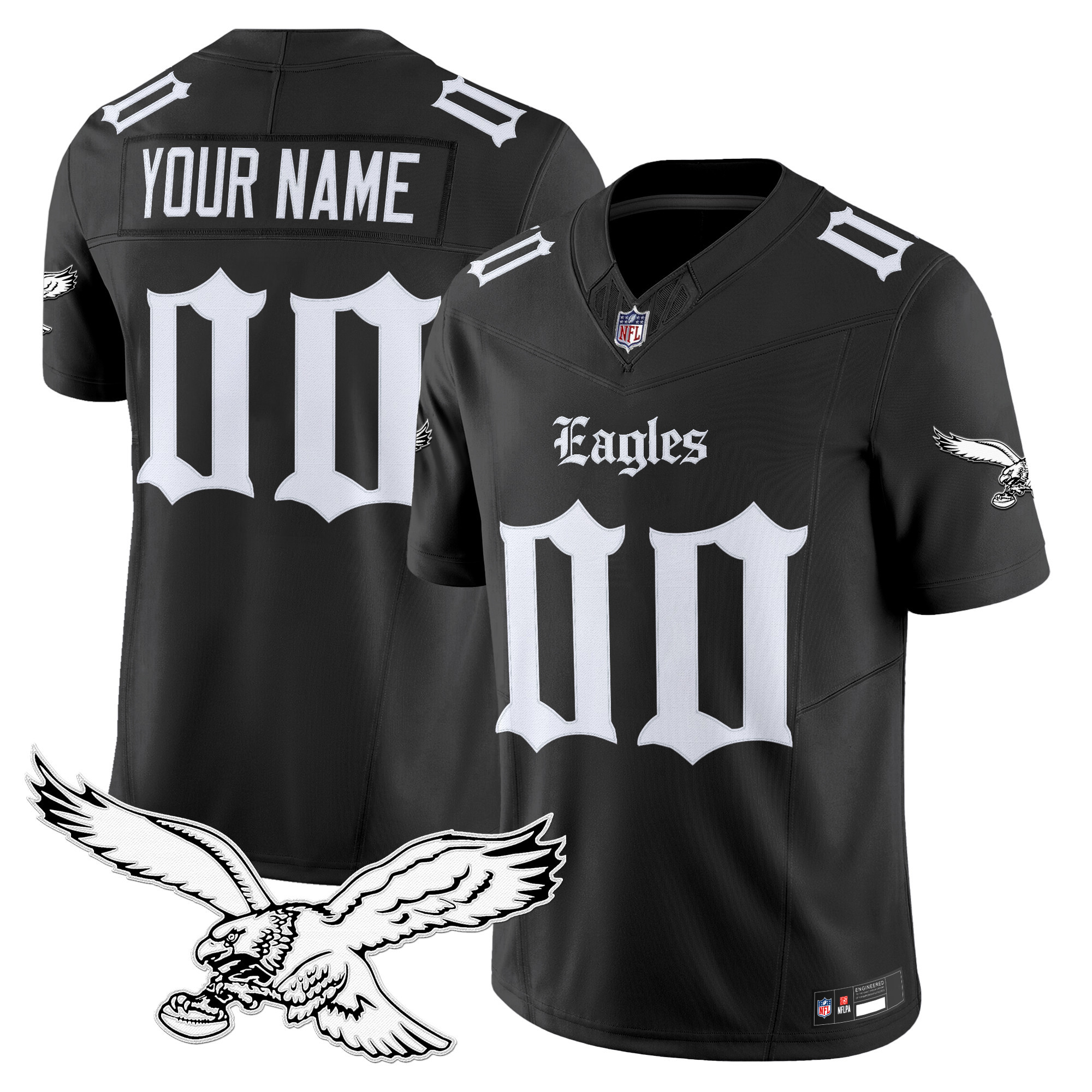 Men's Philadelphia Eagles 'Gothic Philly Edition' Vapor Limited Custom Black Jersey - All Stitched