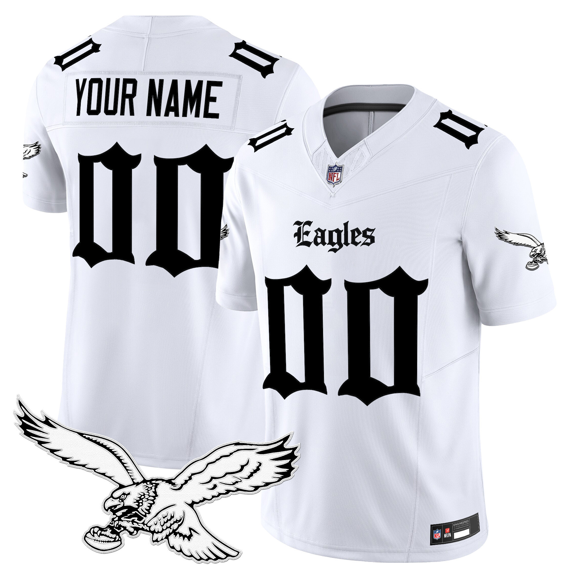 Men's Philadelphia Eagles 'Gothic Philly Edition' Vapor Limited Custom White Jersey - All Stitched