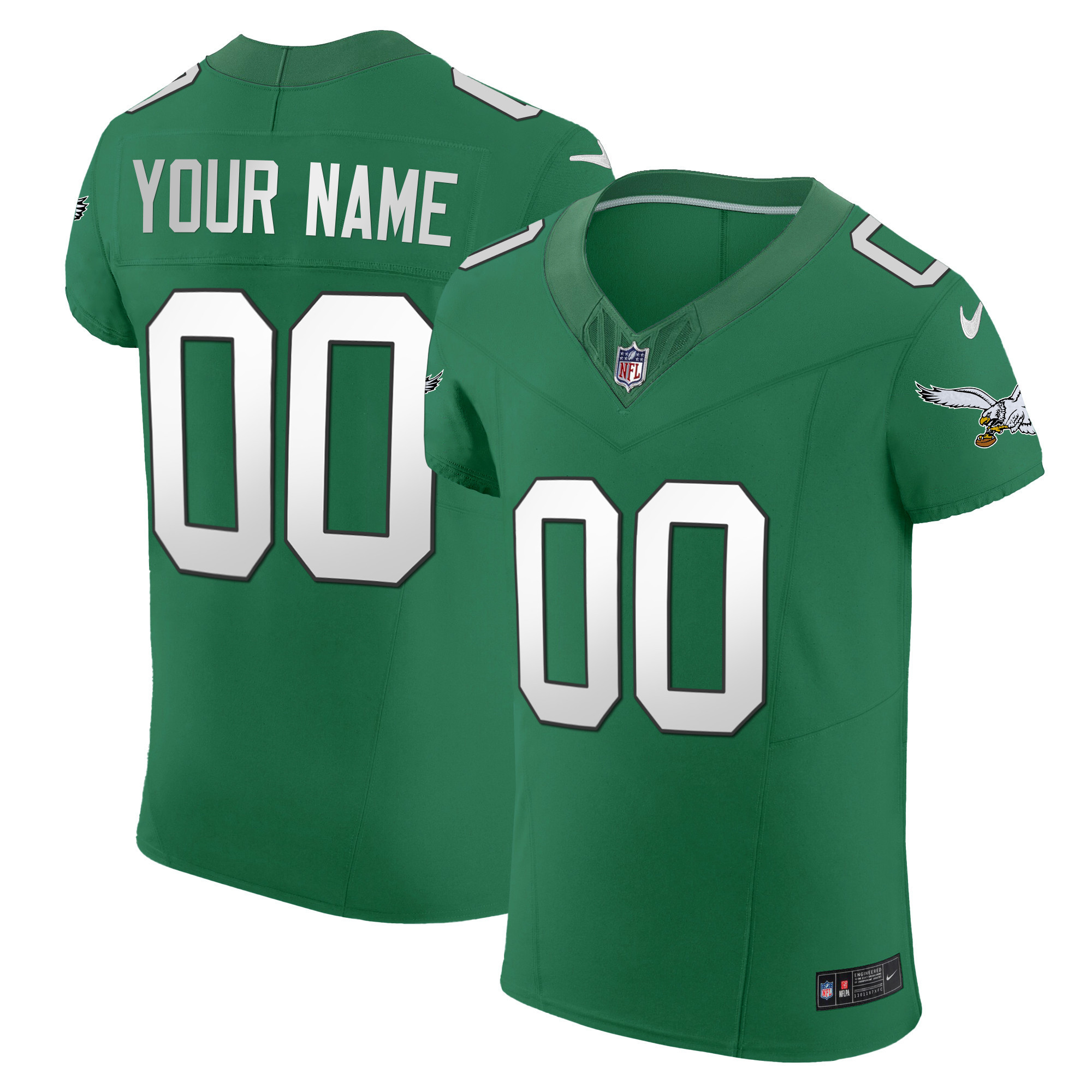 Men's Philadelphia Eagles Kelly Green Vapor Elite Custom Kelly Green Jersey - All Stitched