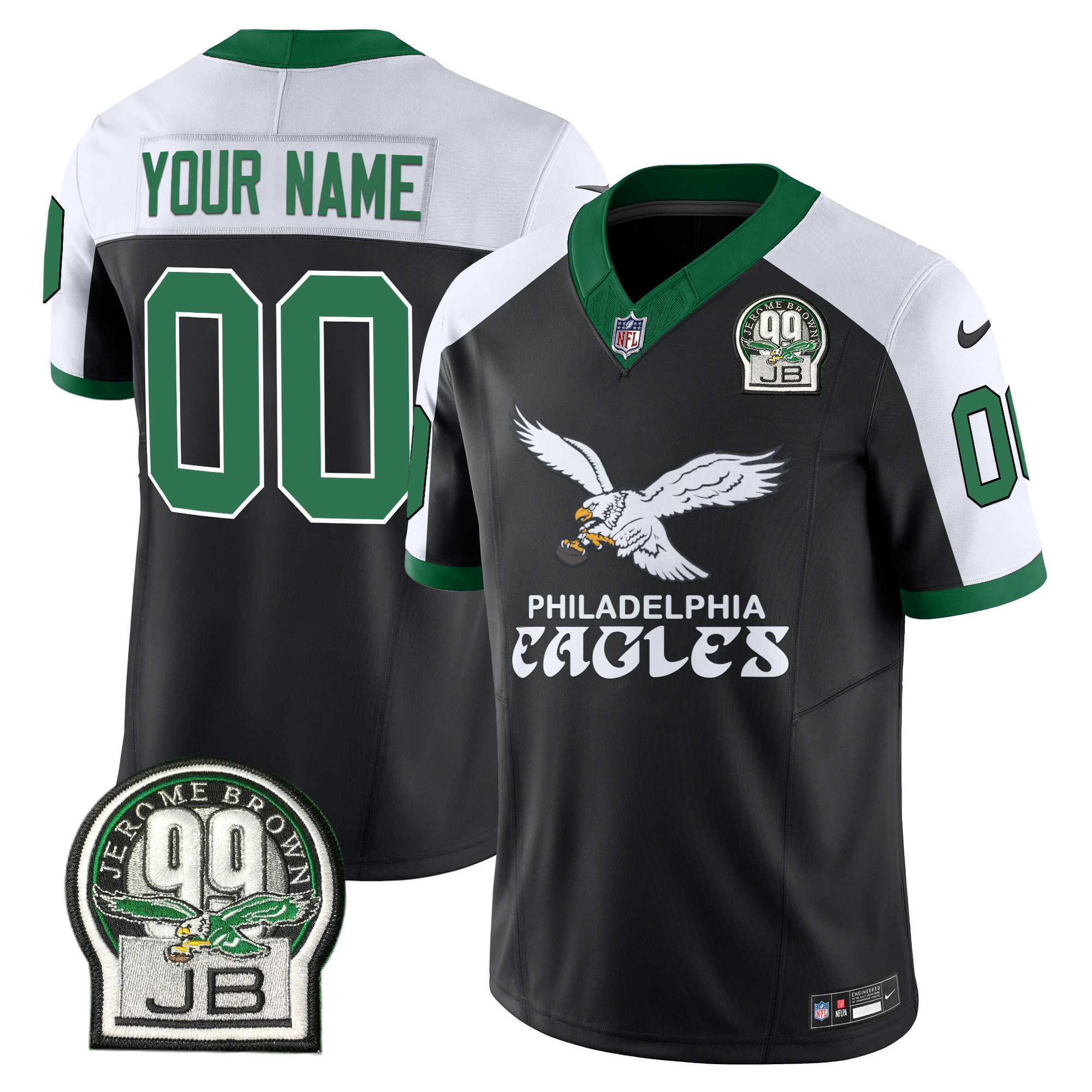 Men's Philadelphia Eagles Kelly Green Vapor Limited Custom Black Alternate Jersey - All Stitched