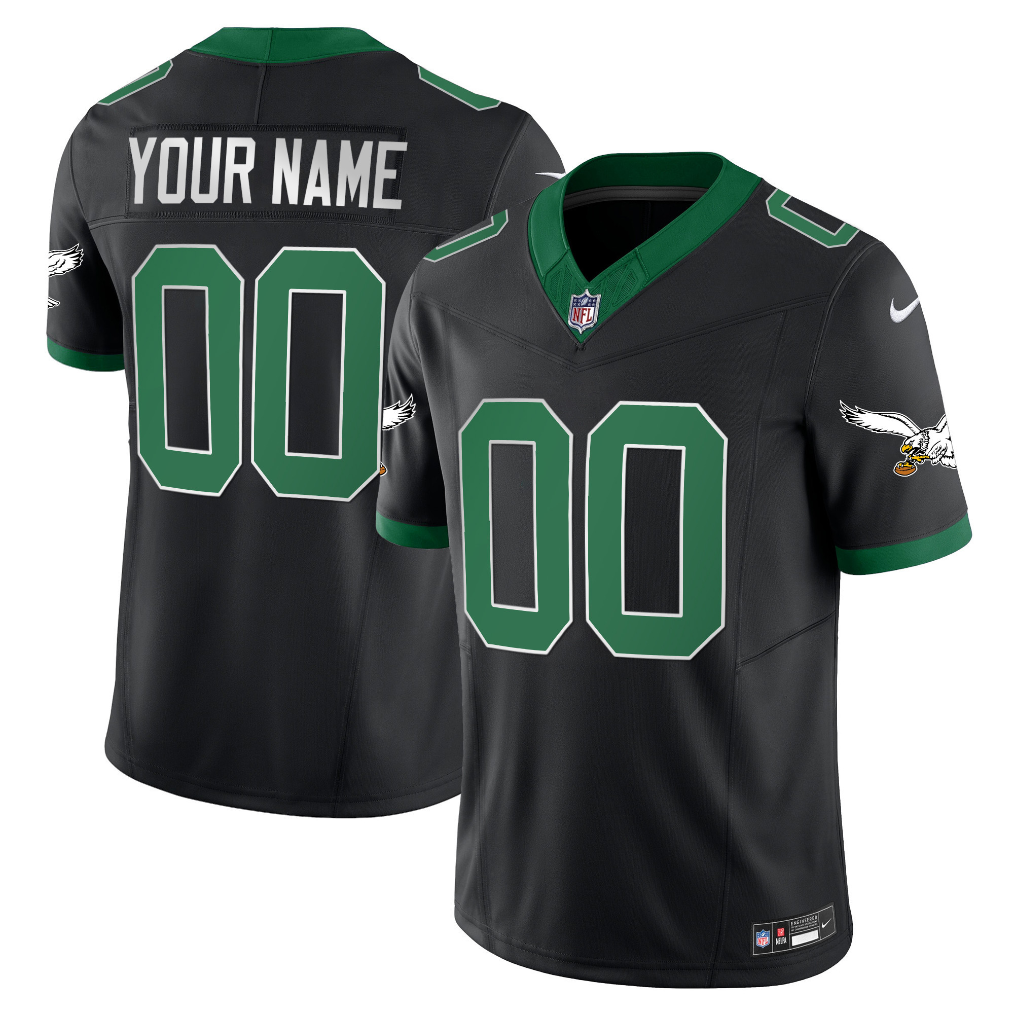 Men's Philadelphia Eagles Kelly Green Vapor Limited Custom Black Jersey - All Stitched