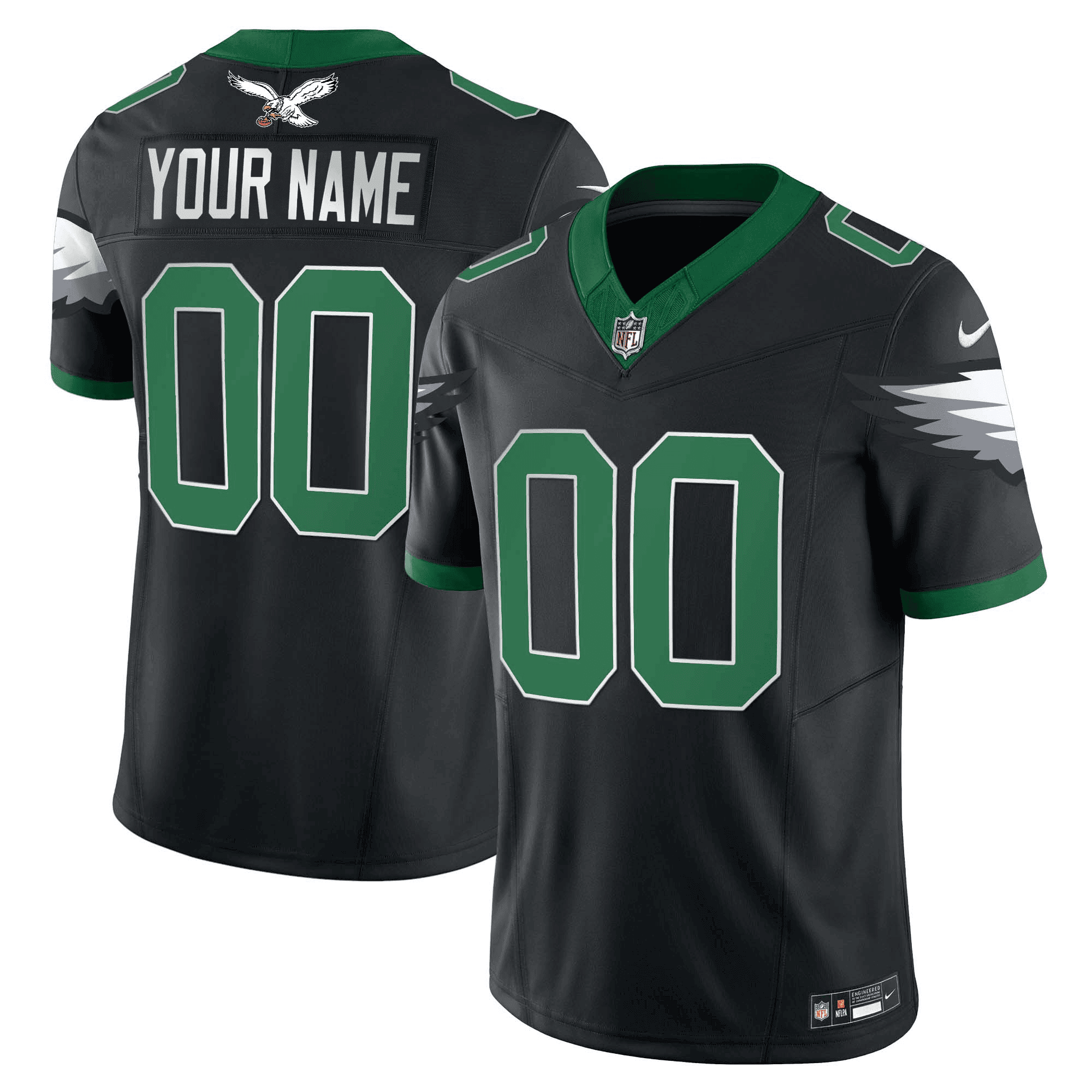 Men's Philadelphia Eagles Kelly Green Vapor Limited Custom Black Jersey - All Stitched