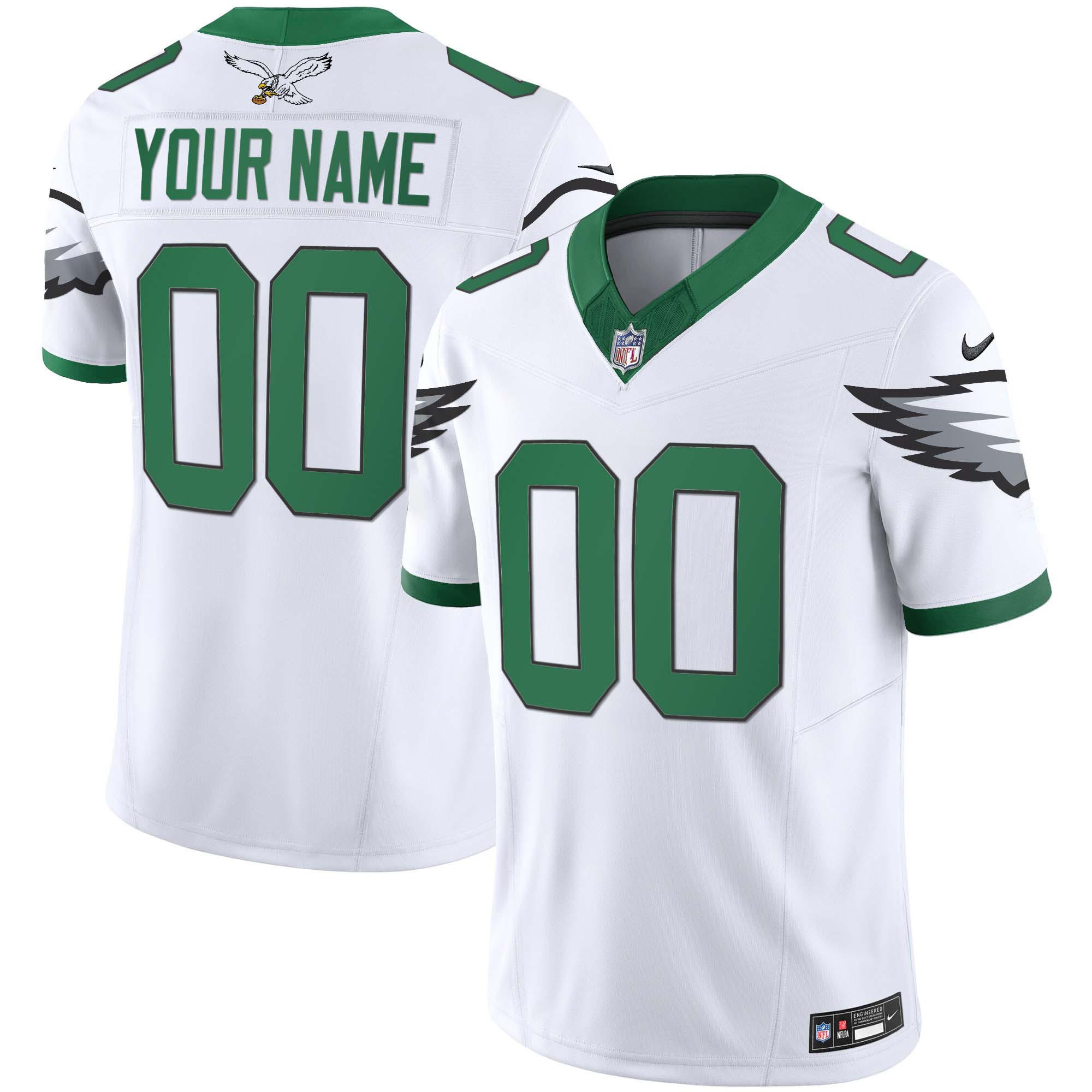 Men's Philadelphia Eagles Kelly Green Vapor Limited Custom Kelly White Jersey - All Stitched