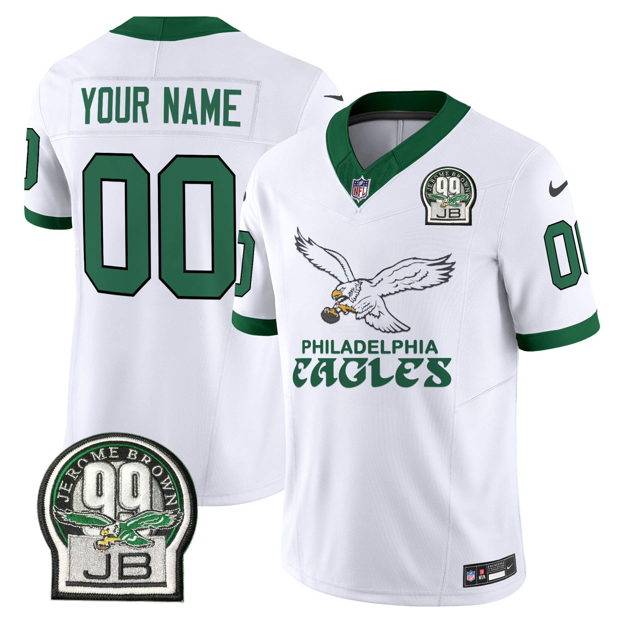Men's Philadelphia Eagles Kelly Green Vapor Limited Custom Kelly White Jersey - All Stitched