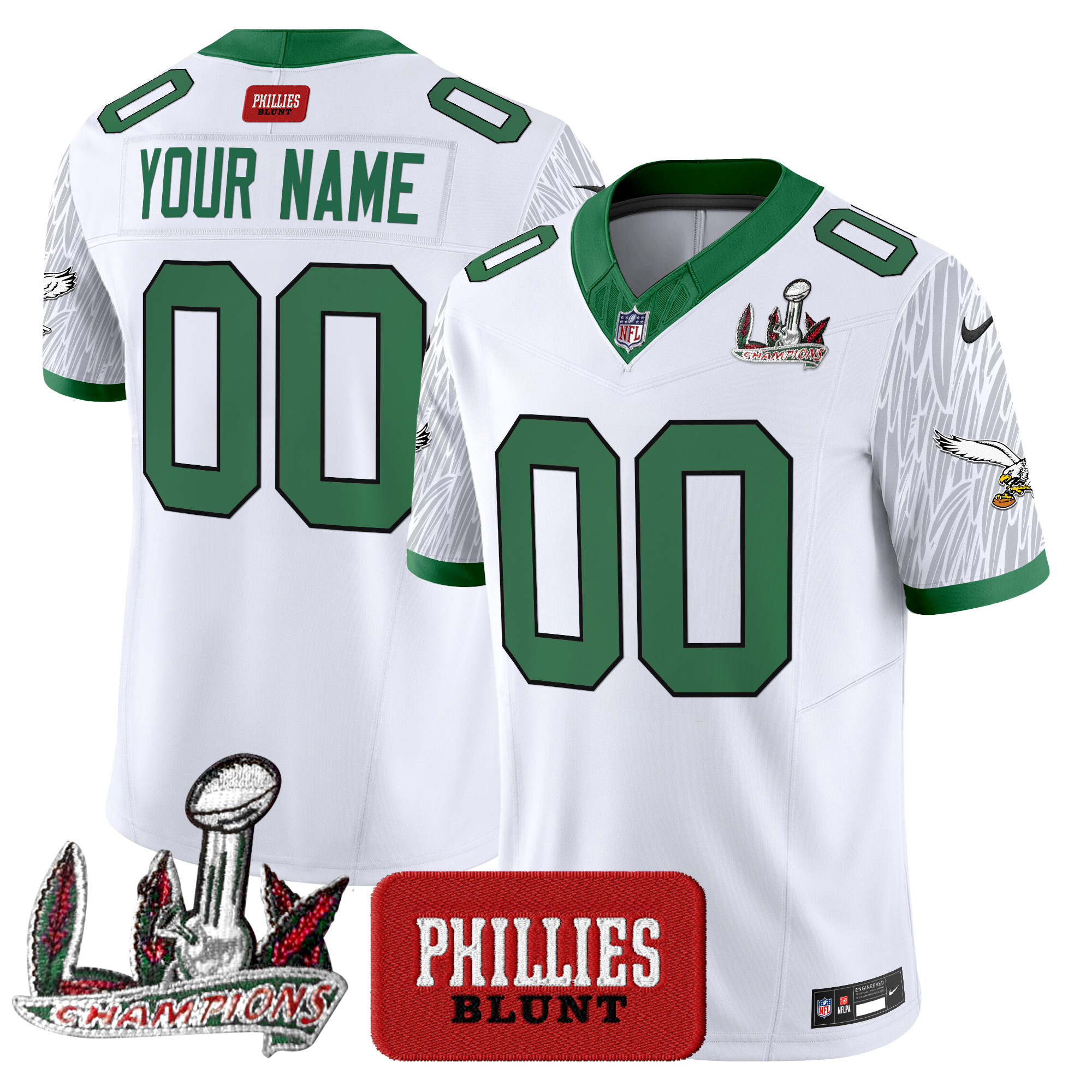 Men's Philadelphia Eagles Phillies Blunt Vapor Limited Custom - Stitched White Jersey - All Stitched