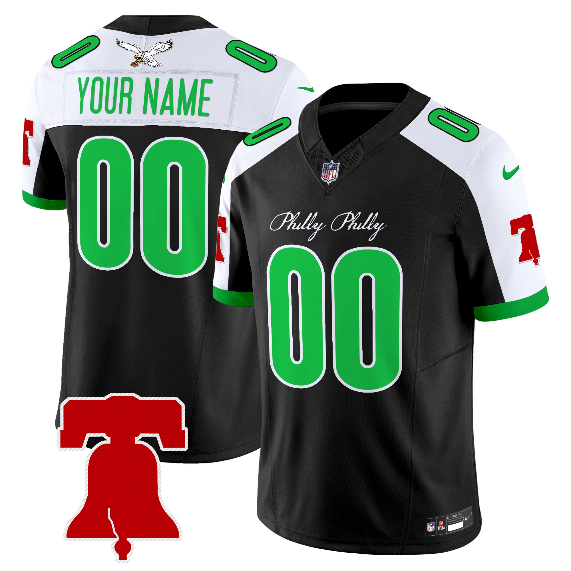 Men's Philadelphia Eagles Philly Phanatic Style Vapor Limited Custom Black Alternate Jersey - All Stitched