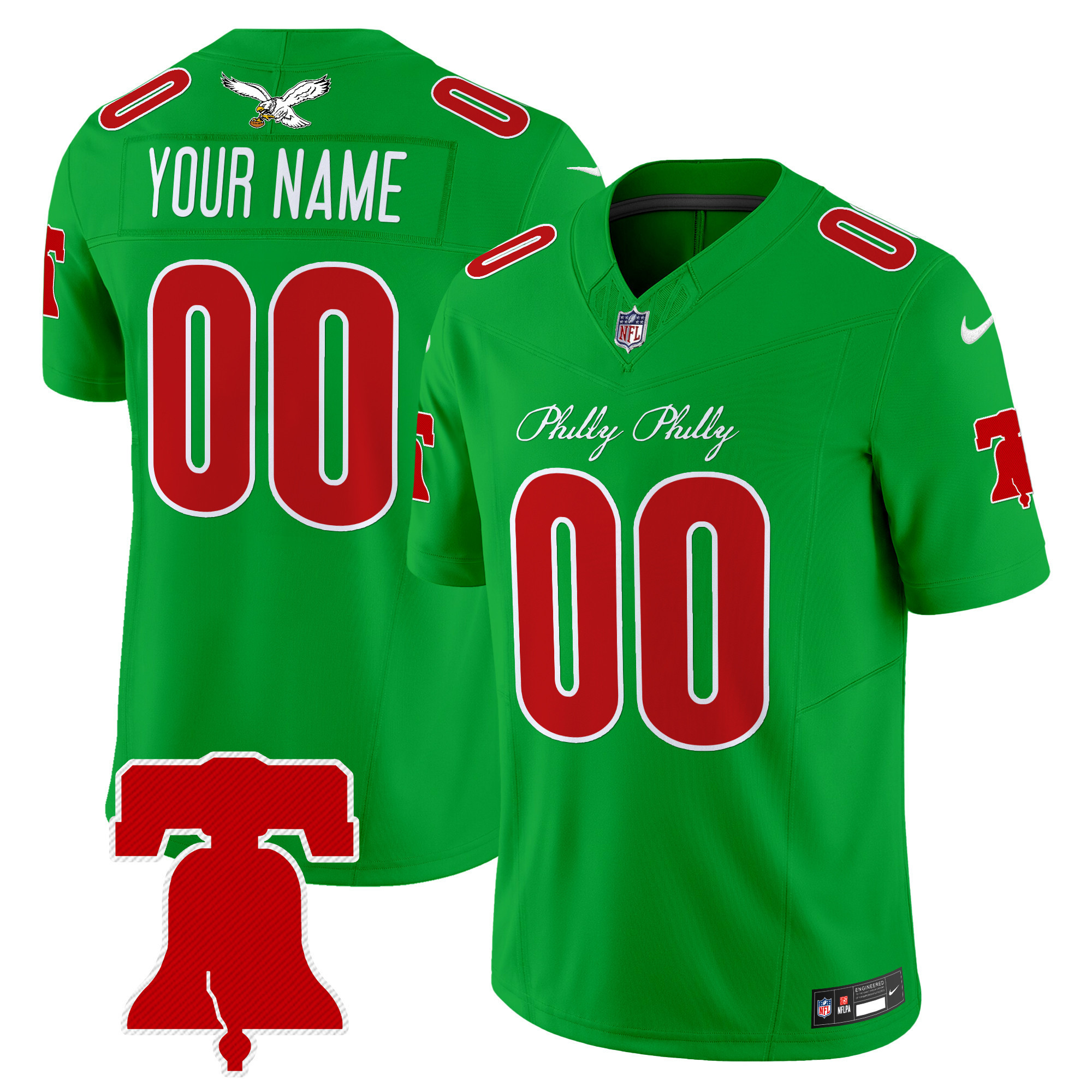 Men's Philadelphia Eagles Philly Phanatic Style Vapor Limited Custom Kelly Green Jersey - All Stitched