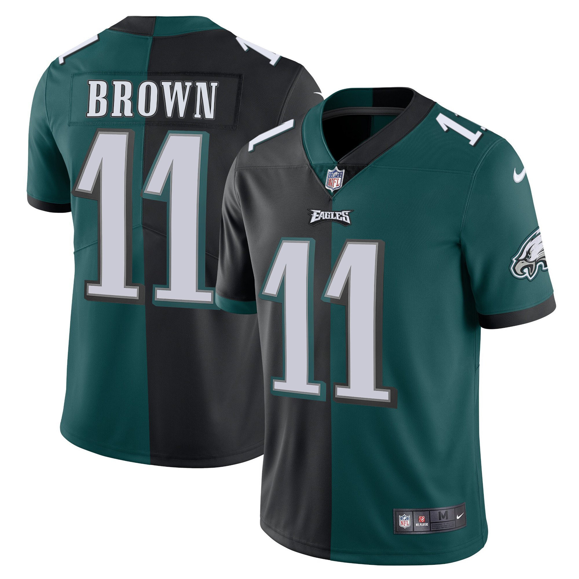Men's Philadelphia Eagles Split Black Green Vapor Limited - All Stitched A.J. Brown Jersey - All Stitched
