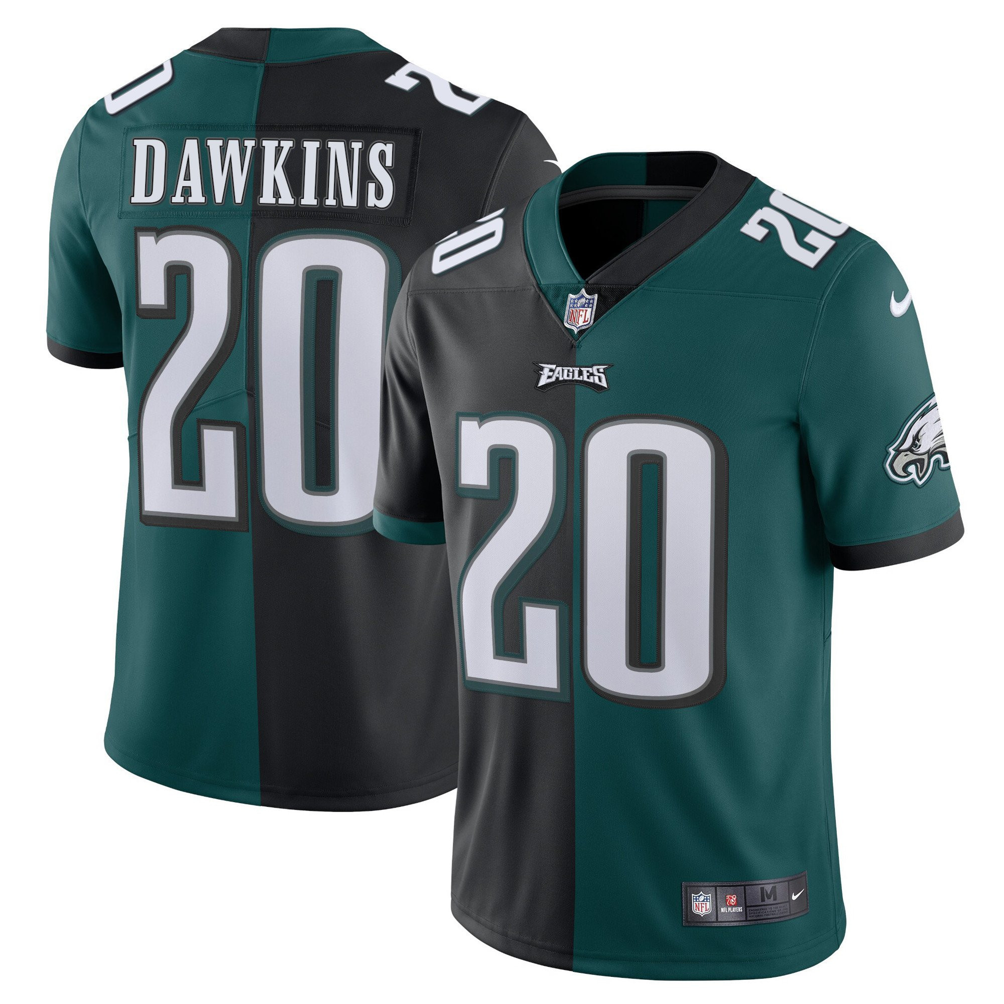 Men's Philadelphia Eagles Split Black Green Vapor Limited - All Stitched Brian Dawkins Jersey - All Stitched