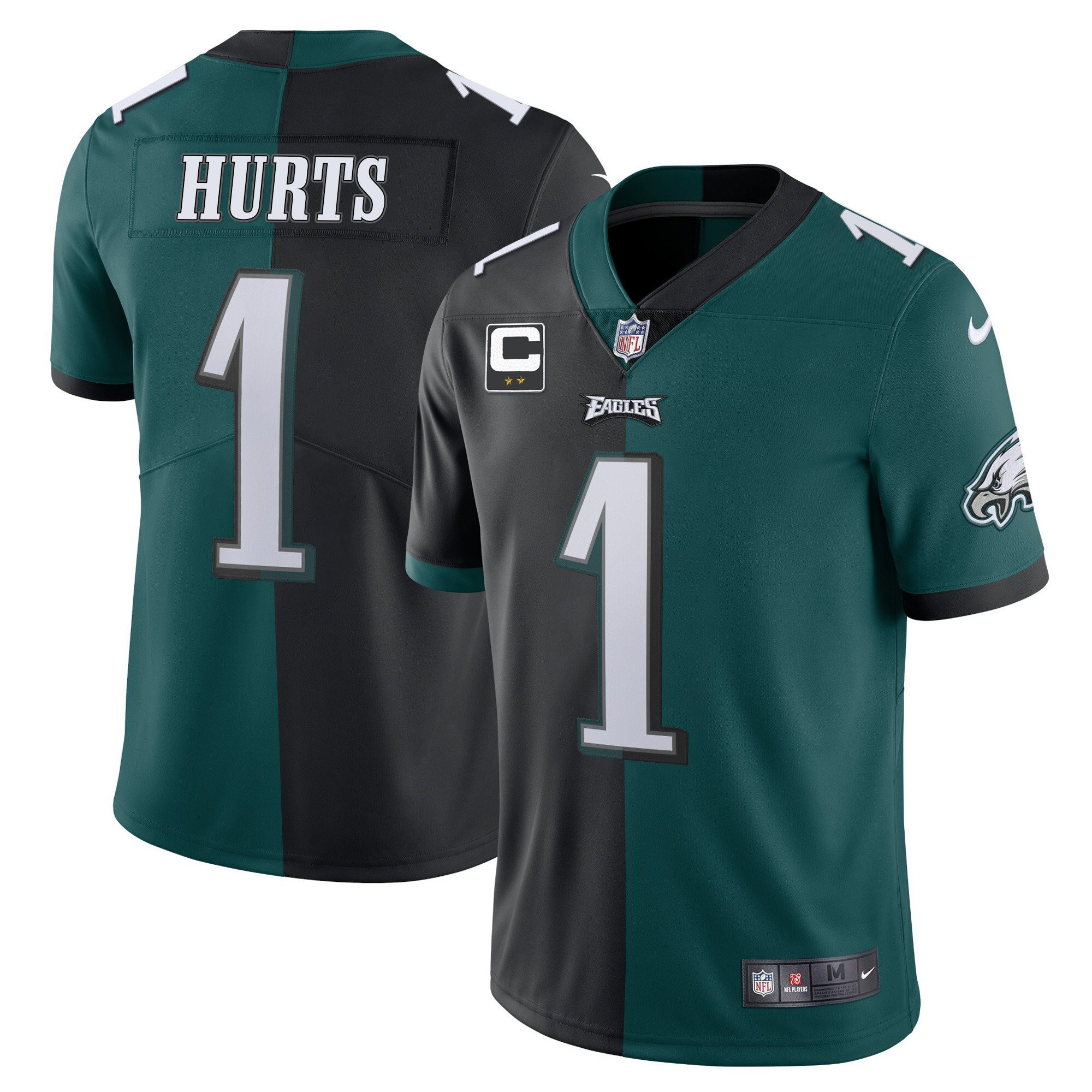 Men's Philadelphia Eagles Split Black Green Vapor Limited - All Stitched Jalen Hurts Jersey - All Stitched