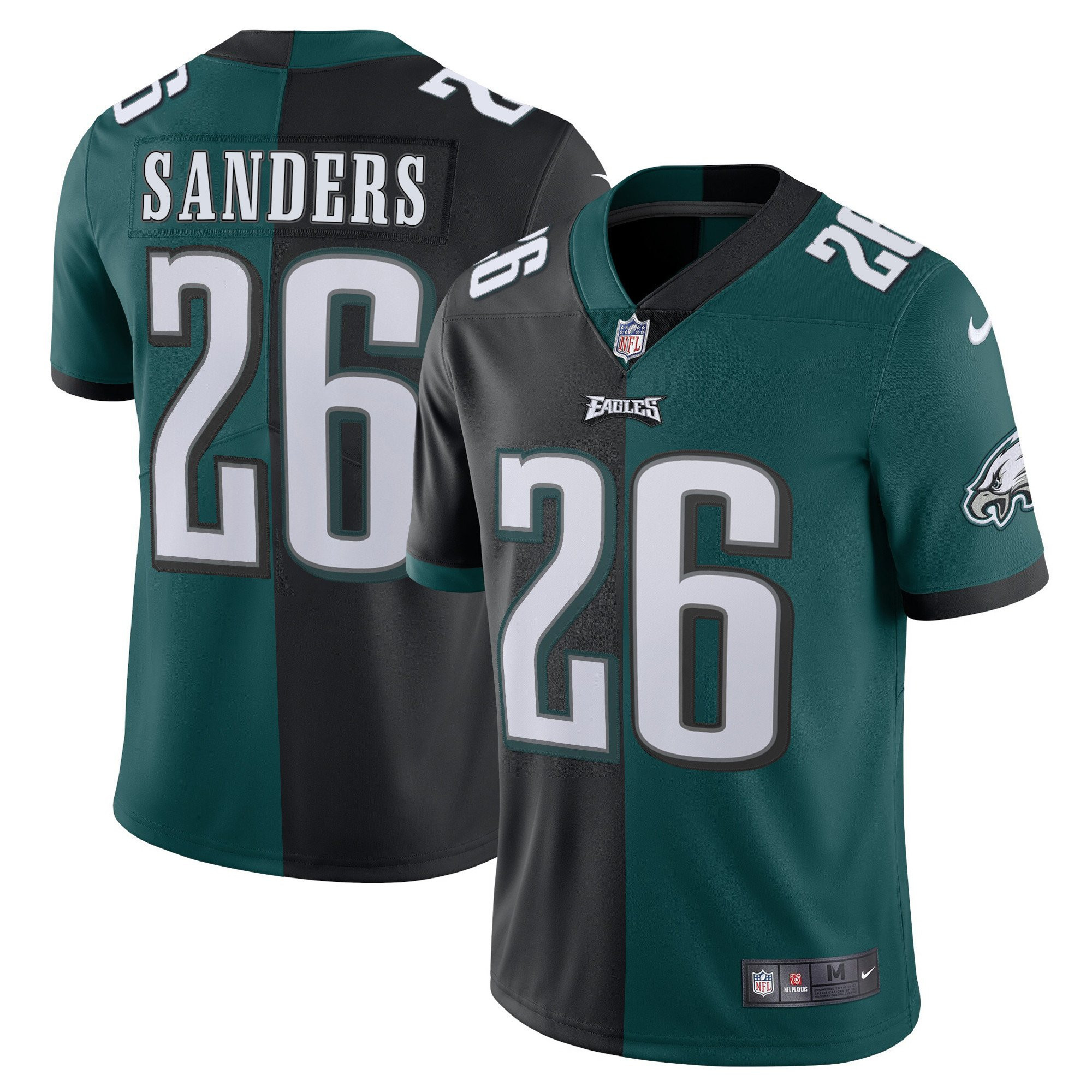 Men's Philadelphia Eagles Split Black Green Vapor Limited - All Stitched Miles Sanders Jersey - All Stitched