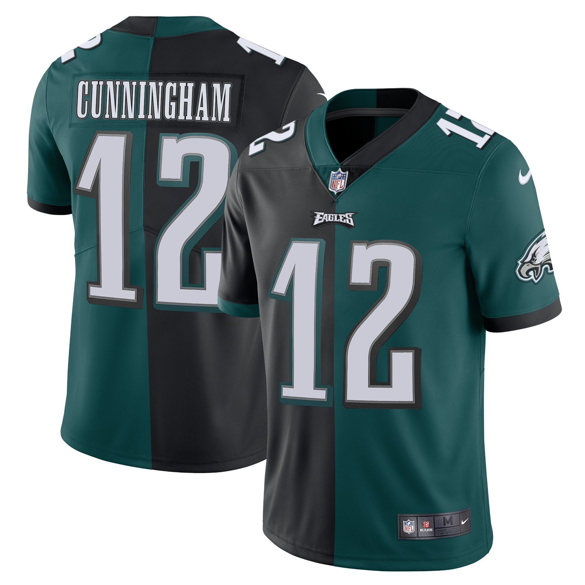 Men's Philadelphia Eagles Split Black Green Vapor Limited - All Stitched Randall Cunningham Jersey - All Stitched