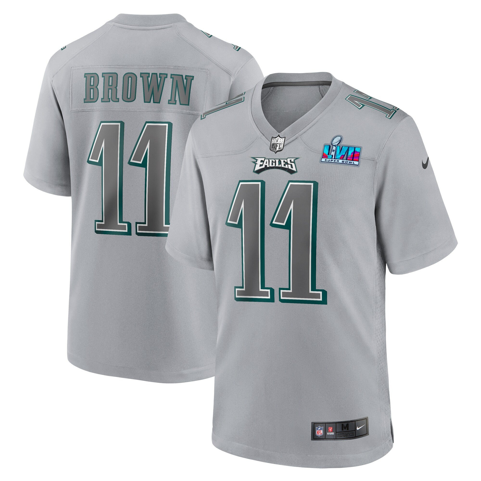 Men's Philadelphia Eagles Super Bowl LVII Patch Atmosphere Game A.J. Brown Jersey - All Stitched