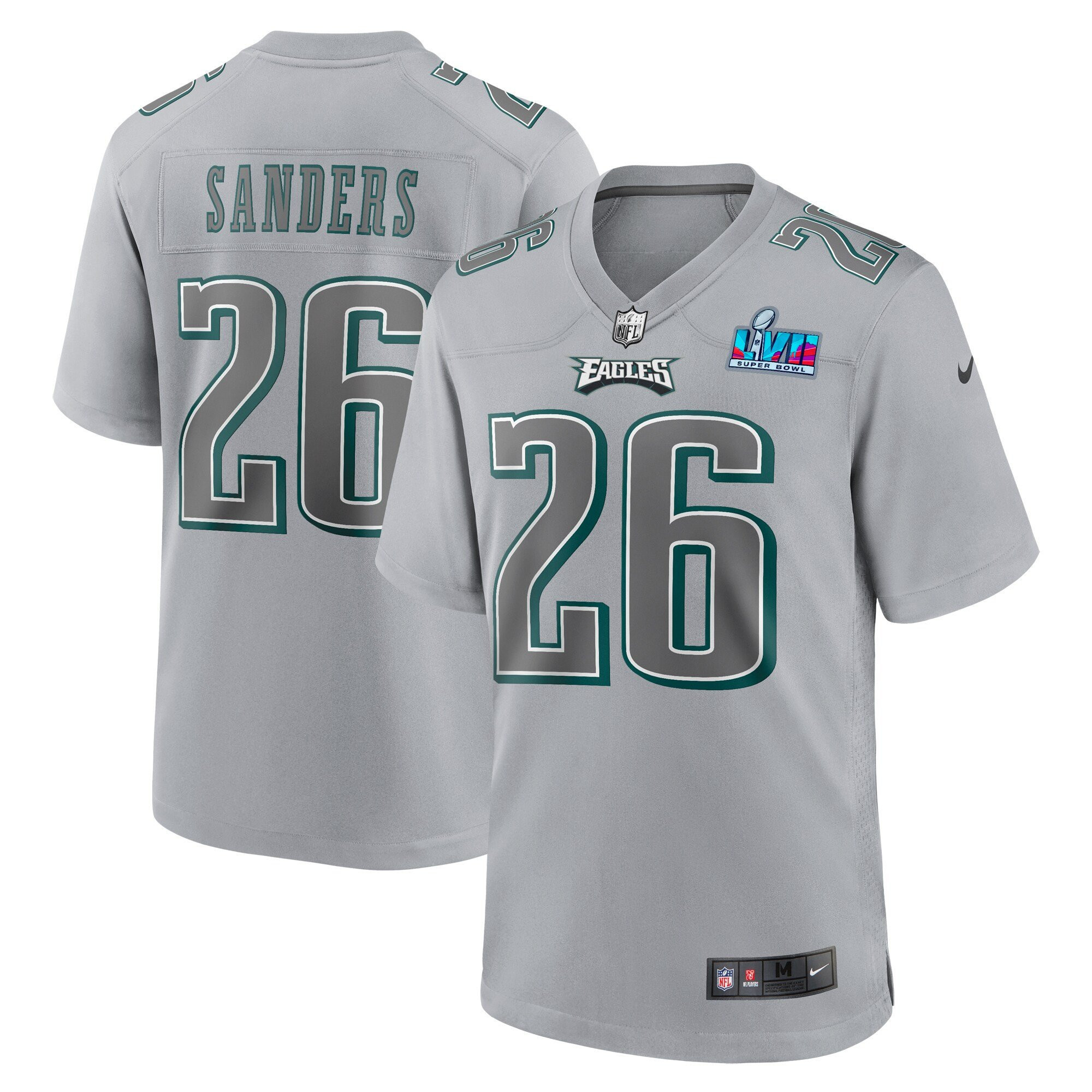 Men's Philadelphia Eagles Super Bowl LVII Patch Atmosphere Game Miles Sanders Jersey - All Stitched