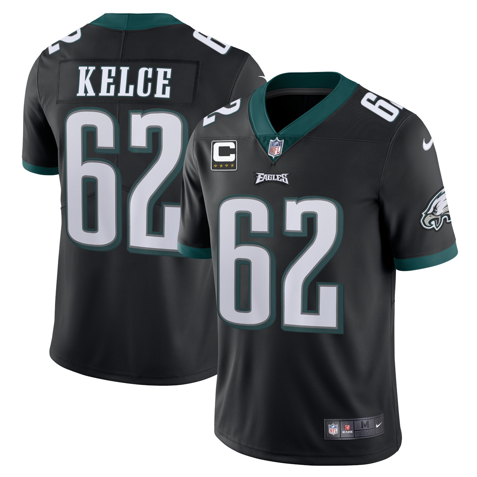 Men's Philadelphia Eagles Vapor Black - All Stitched Jason Kelce Jersey - All Stitched