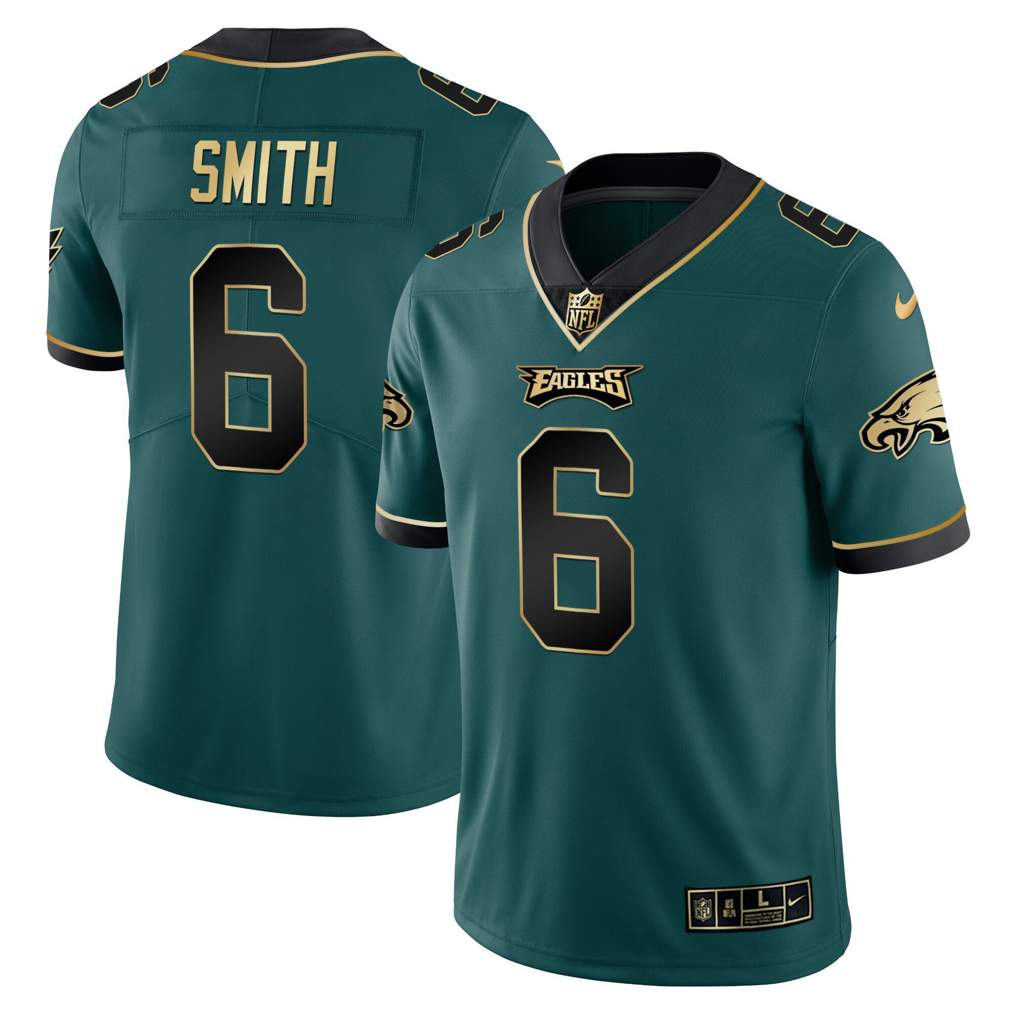 Men's Philadelphia Eagles Vapor Black Midnight Green Gold Limited - All Stitched DeVonta Smith Jersey - All Stitched