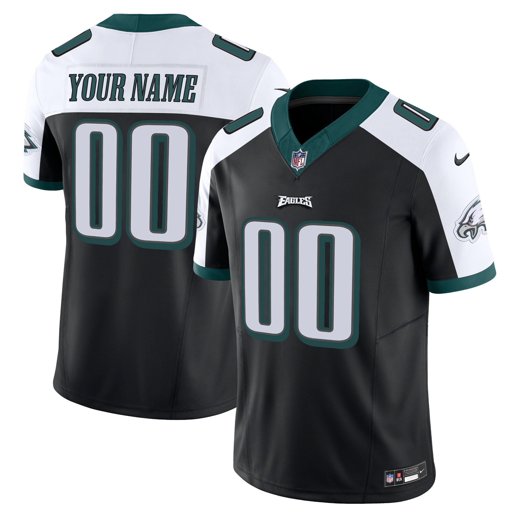 Men's Philadelphia Eagles Vapor Limited Custom Black Alternate Jersey - All Stitched