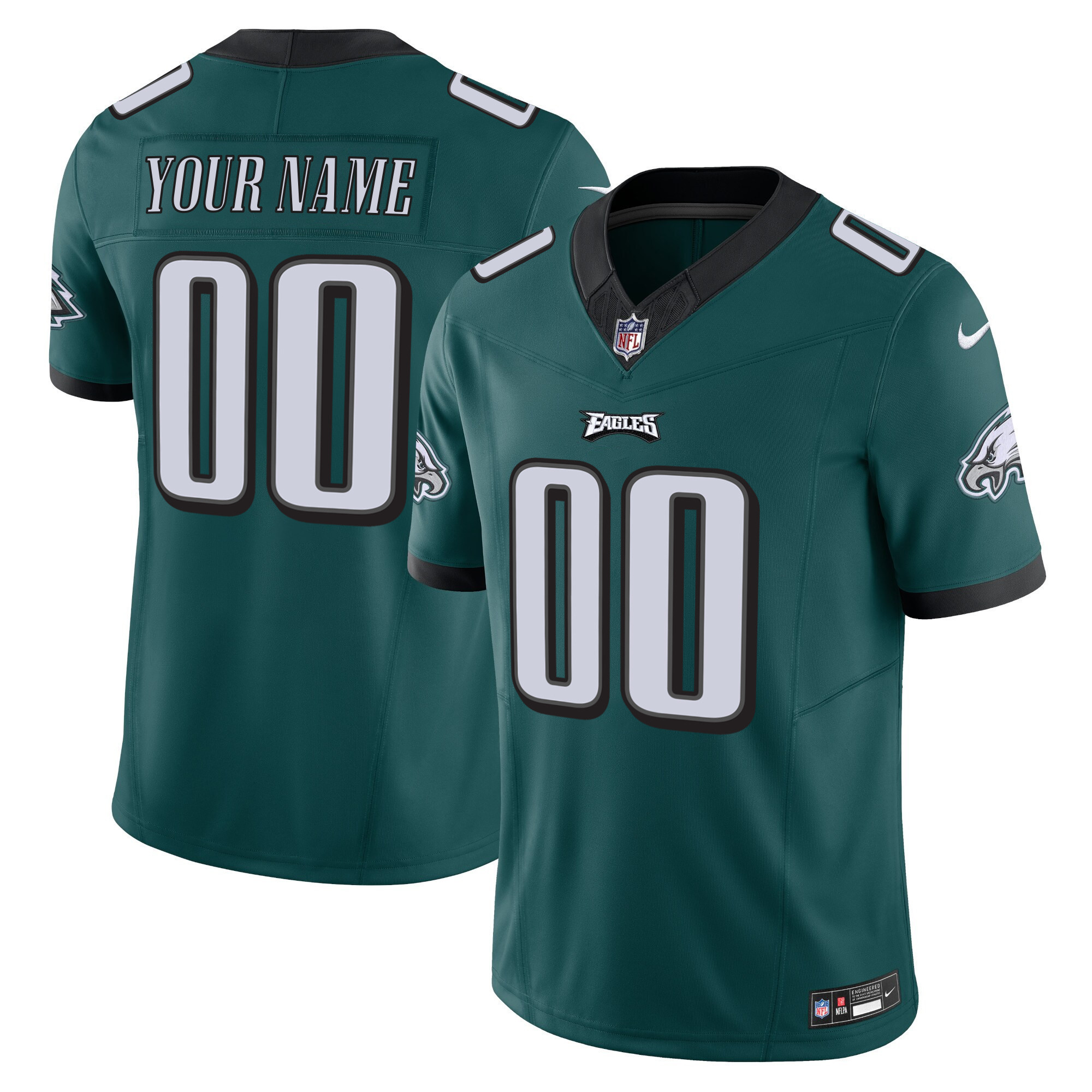 Men's Philadelphia Eagles Vapor Limited Custom Midnight Green Jersey - All Stitched