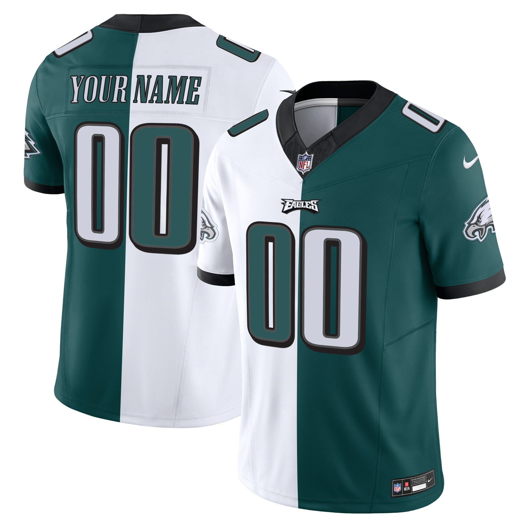 Men's Philadelphia Eagles Vapor Limited Custom Split Jersey - All Stitched