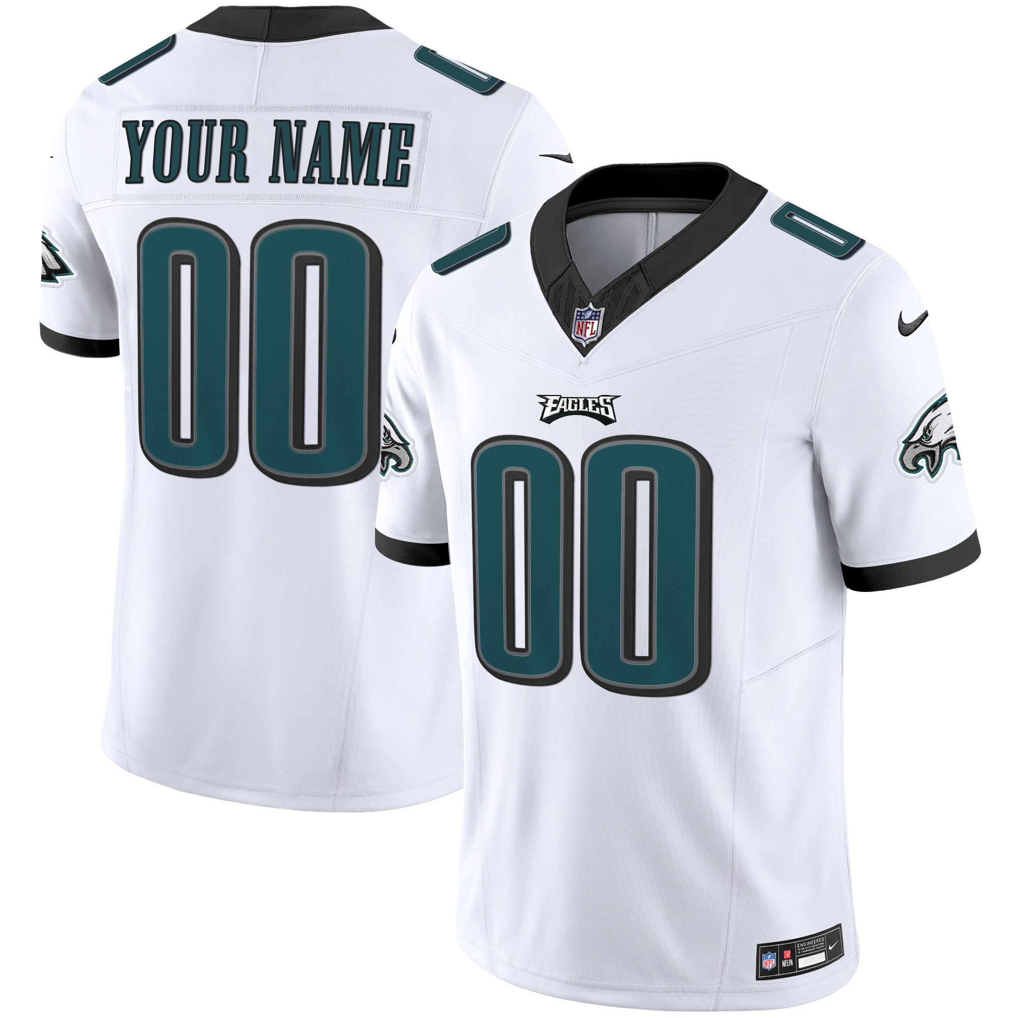 Men's Philadelphia Eagles Vapor Limited Custom White Jersey - All Stitched