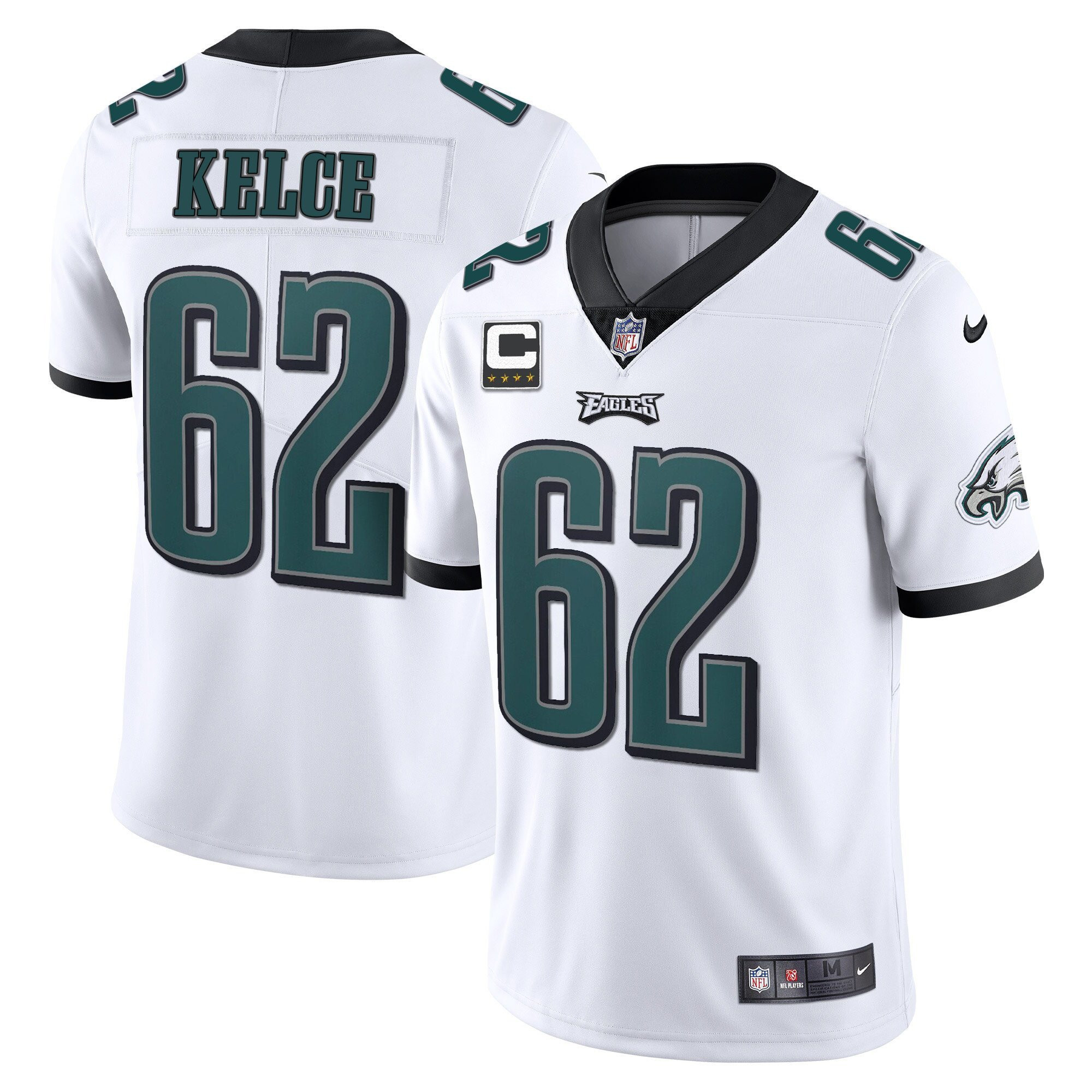 Men's Philadelphia Eagles Vapor White - All Stitched Jason Kelce Jersey - All Stitched
