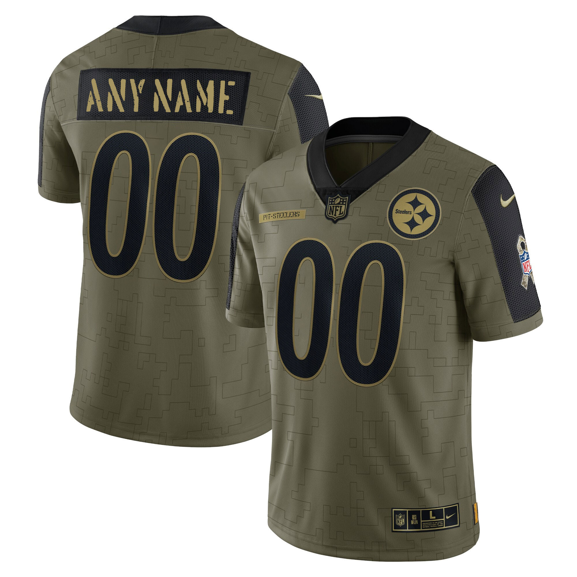Men's Pittsburgh Steelers 2021 Salute To Service Limited Custom Salute To Service Jersey - All Stitched