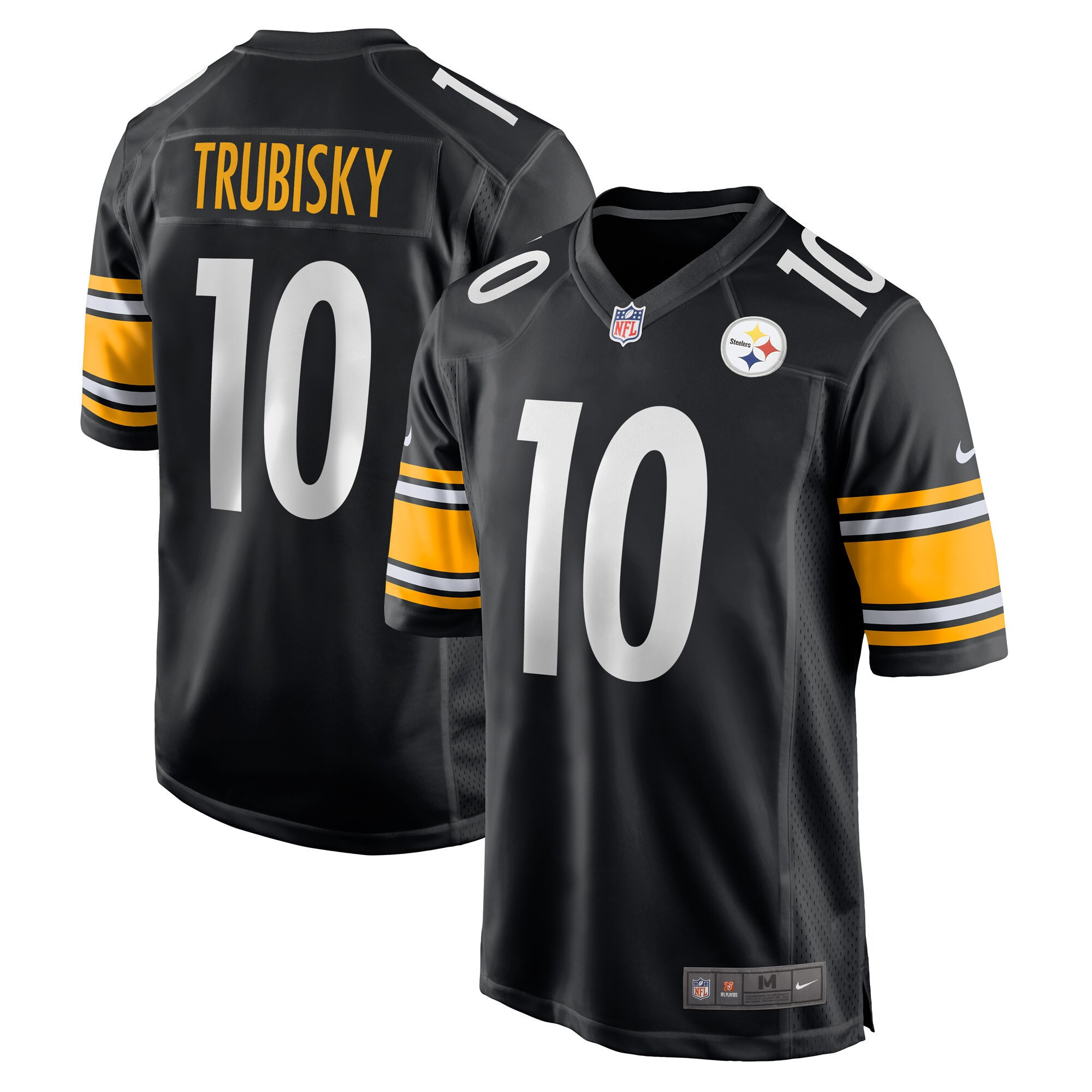 Men's Pittsburgh Steelers 2022 NFL Draft First Round Pick Game - Black - All Stitched Mitchell Trubisky Jersey - All Stitched