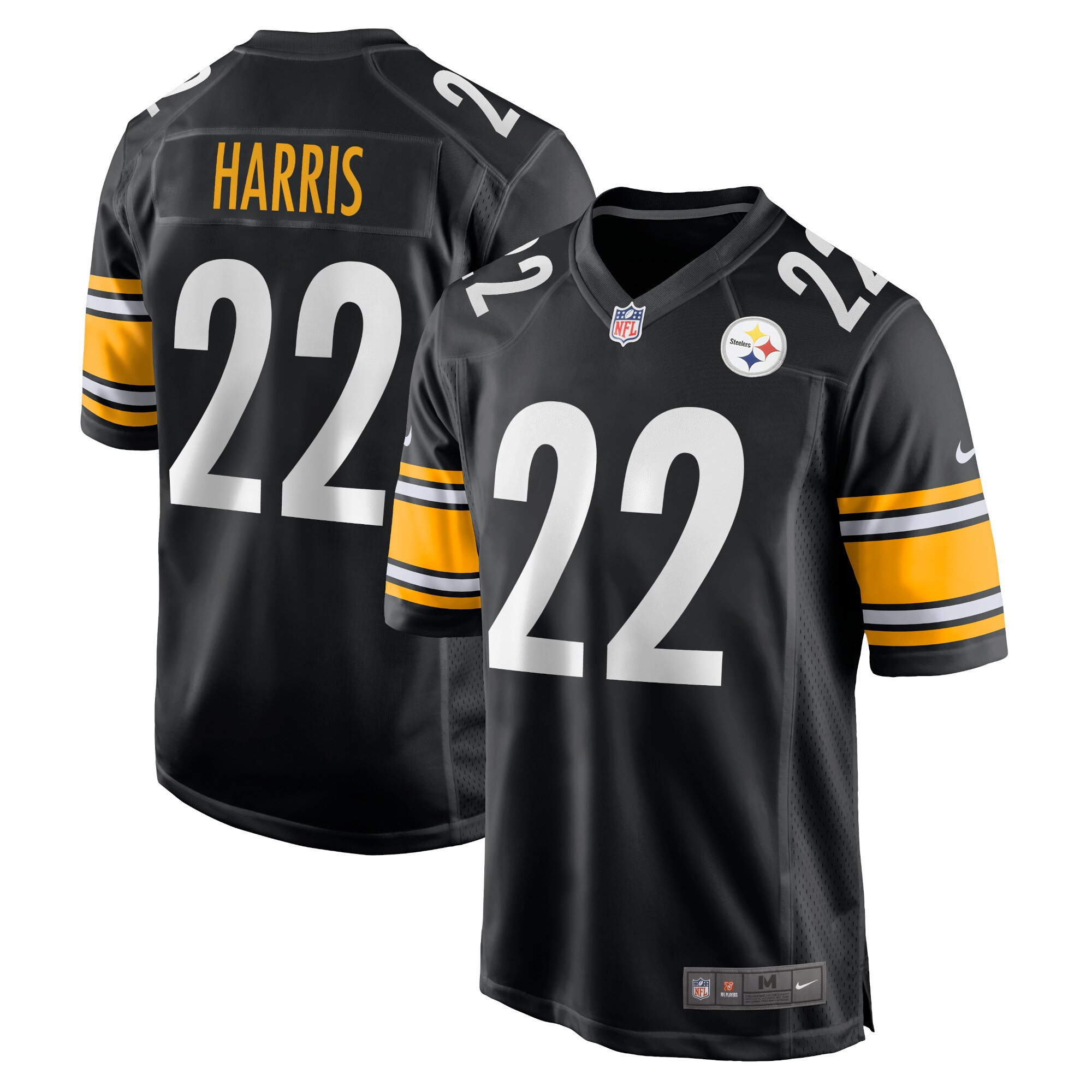 Men's Pittsburgh Steelers 2022 NFL Draft First Round Pick Game - Black - All Stitched Najee Harris Jersey - All Stitched