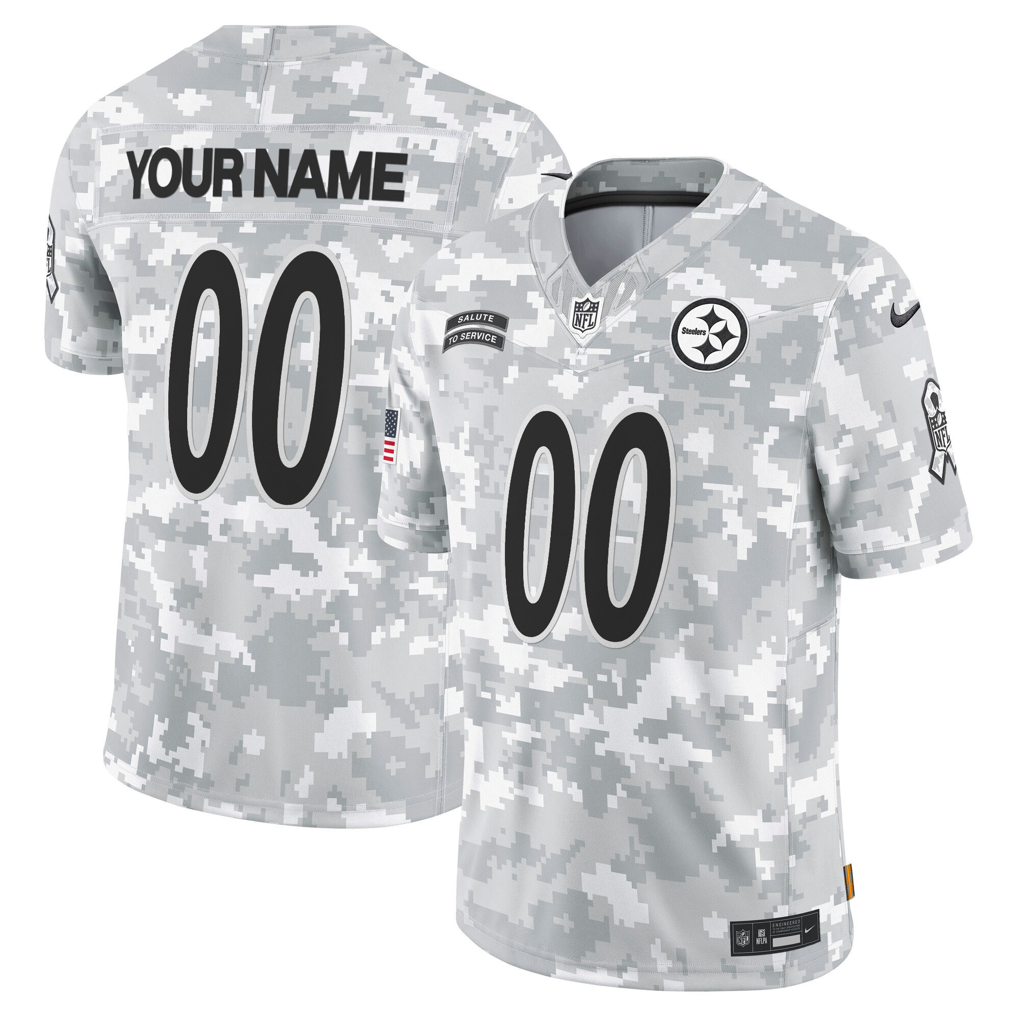 Men's Pittsburgh Steelers 2024 Salute to Service Vapor Limited Custom Custom Jersey - All Stitched