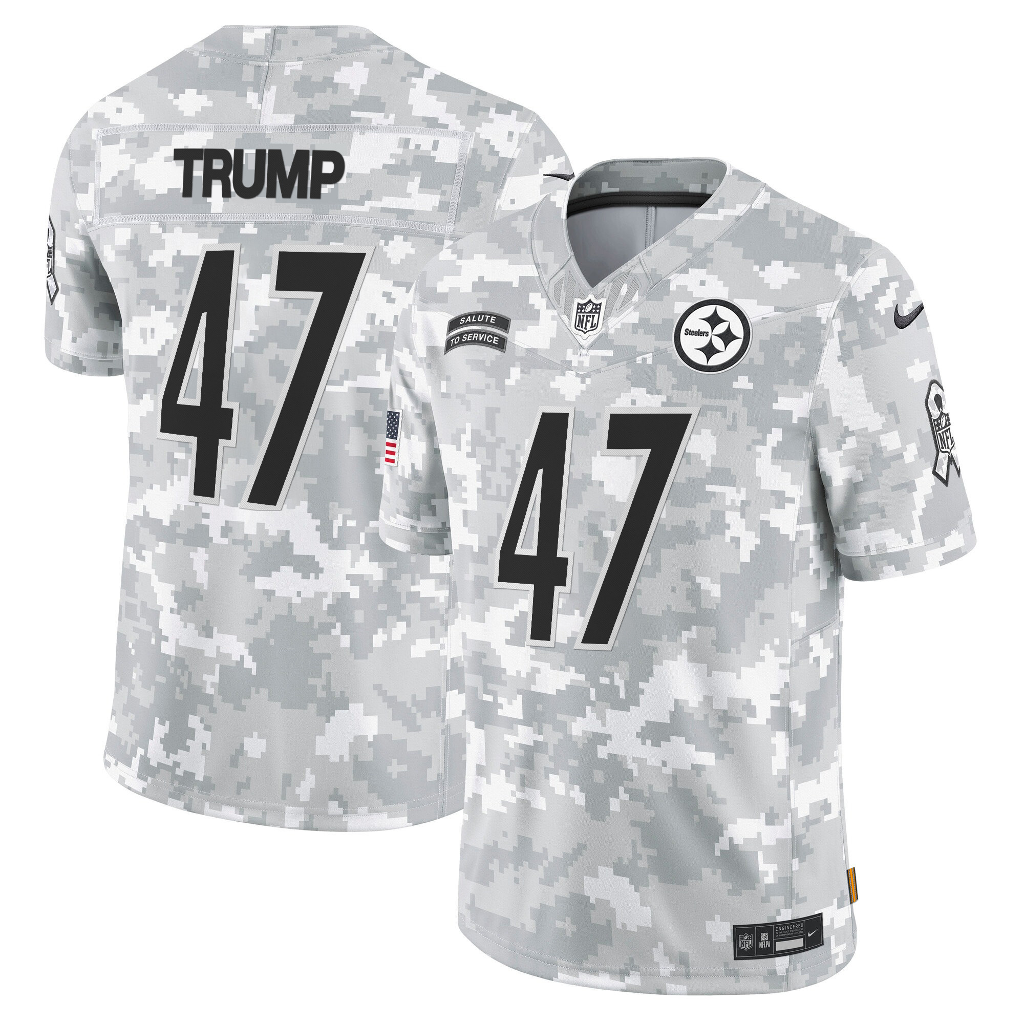 Men's Pittsburgh Steelers 2024 Salute to Service Vapor Limited Donald Trump Jersey - All Stitched