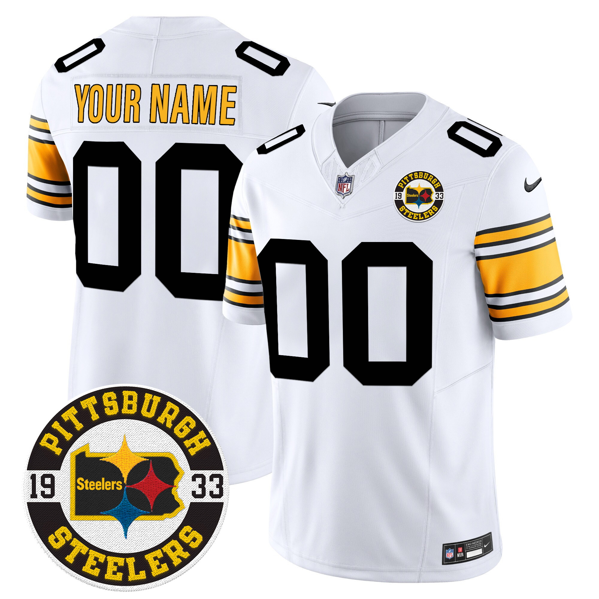 Men's Pittsburgh Steelers 2024 Vapor Limited Custom 1975 White Jersey - All Stitched